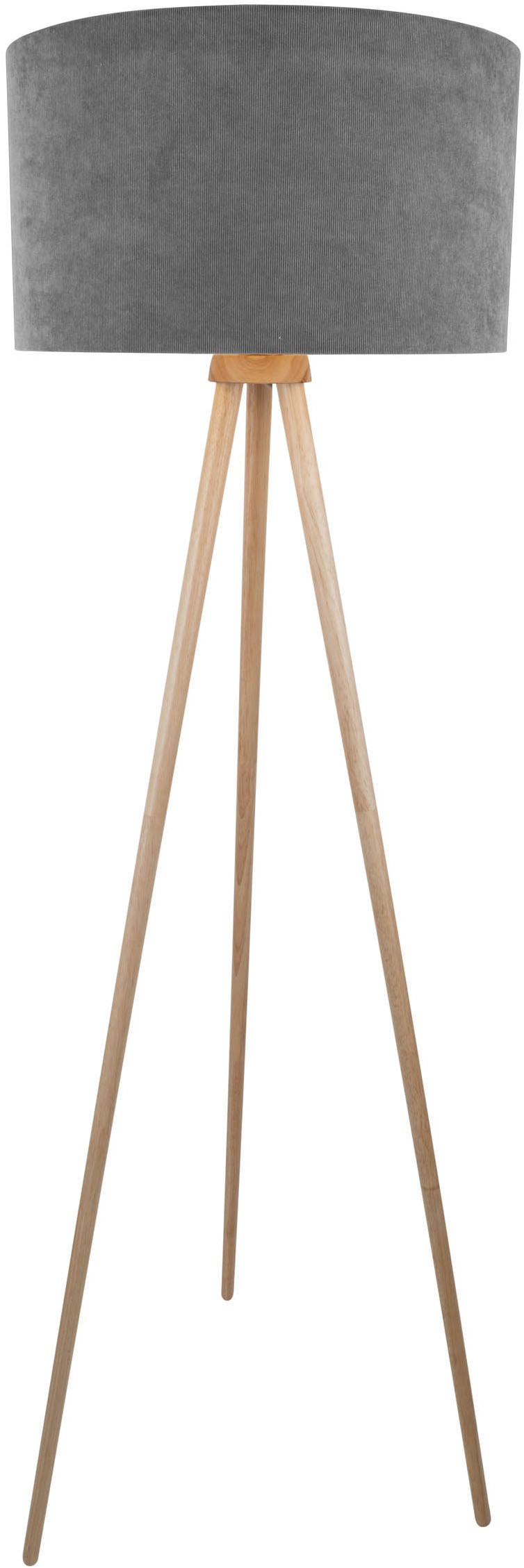 OTTO home Stehlampe »Torell - Dreibein Stehleuchte« E27 1 Stk. Textil, Dreibein Holz, E27, Kabel 300cm, Leinen o. Cord, Textilschirm