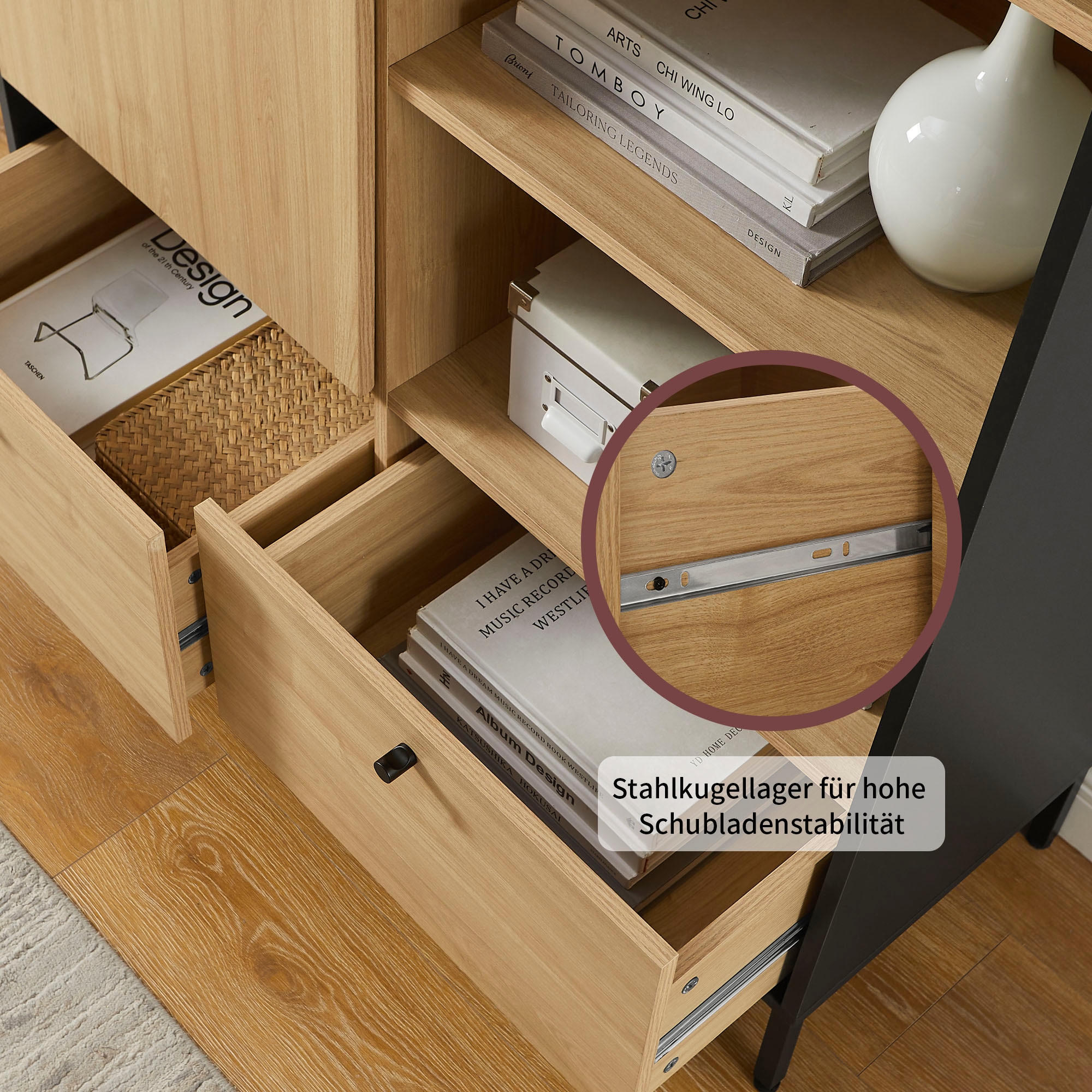 OTTO home Highboard »Tayler« pflegeleichte Melaminoberfläche, Metallgestell, Breite 100 cm