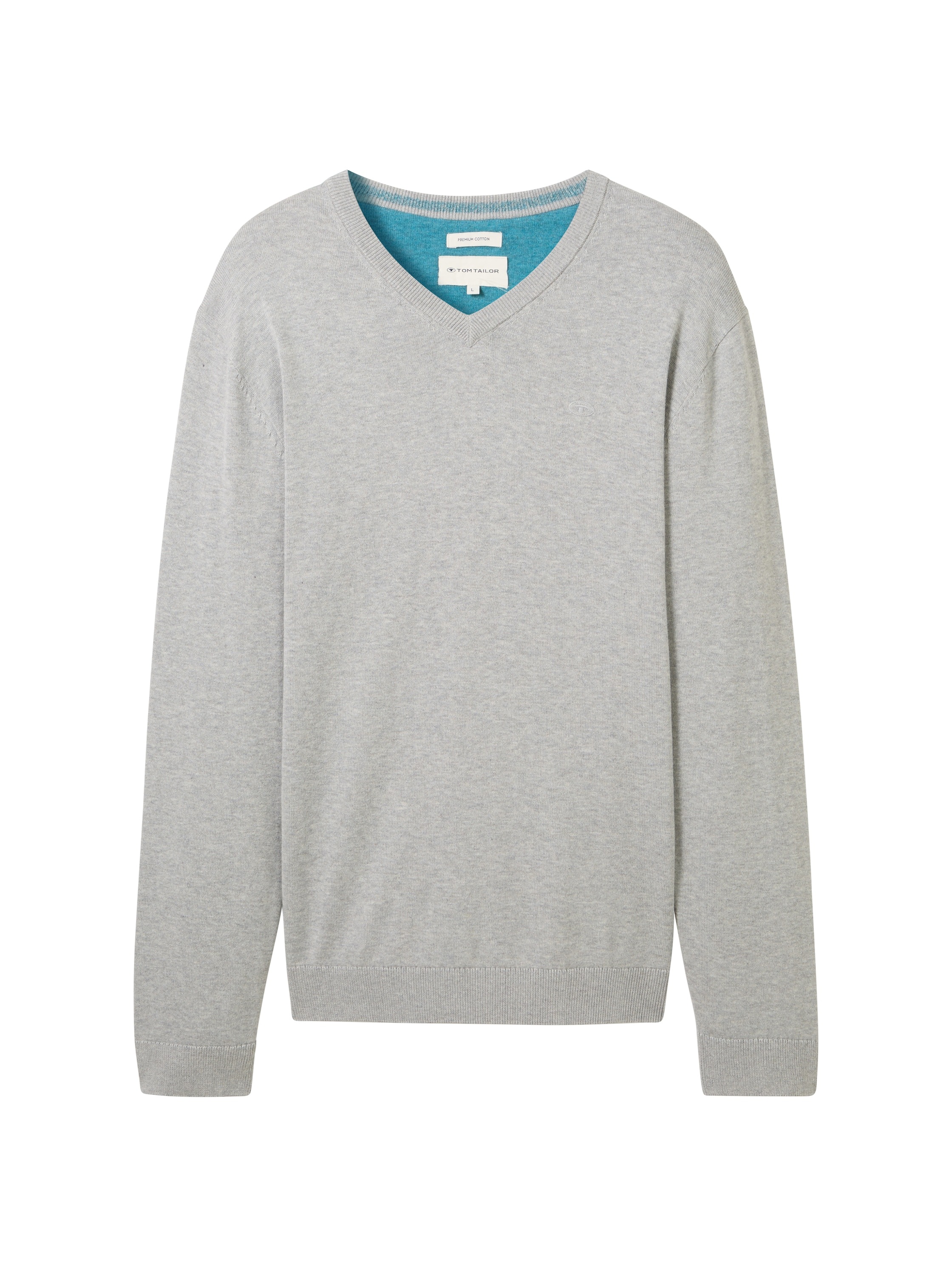 TOM TAILOR V-Ausschnitt-Pullover, mit kleiner Logo-Stickerei
