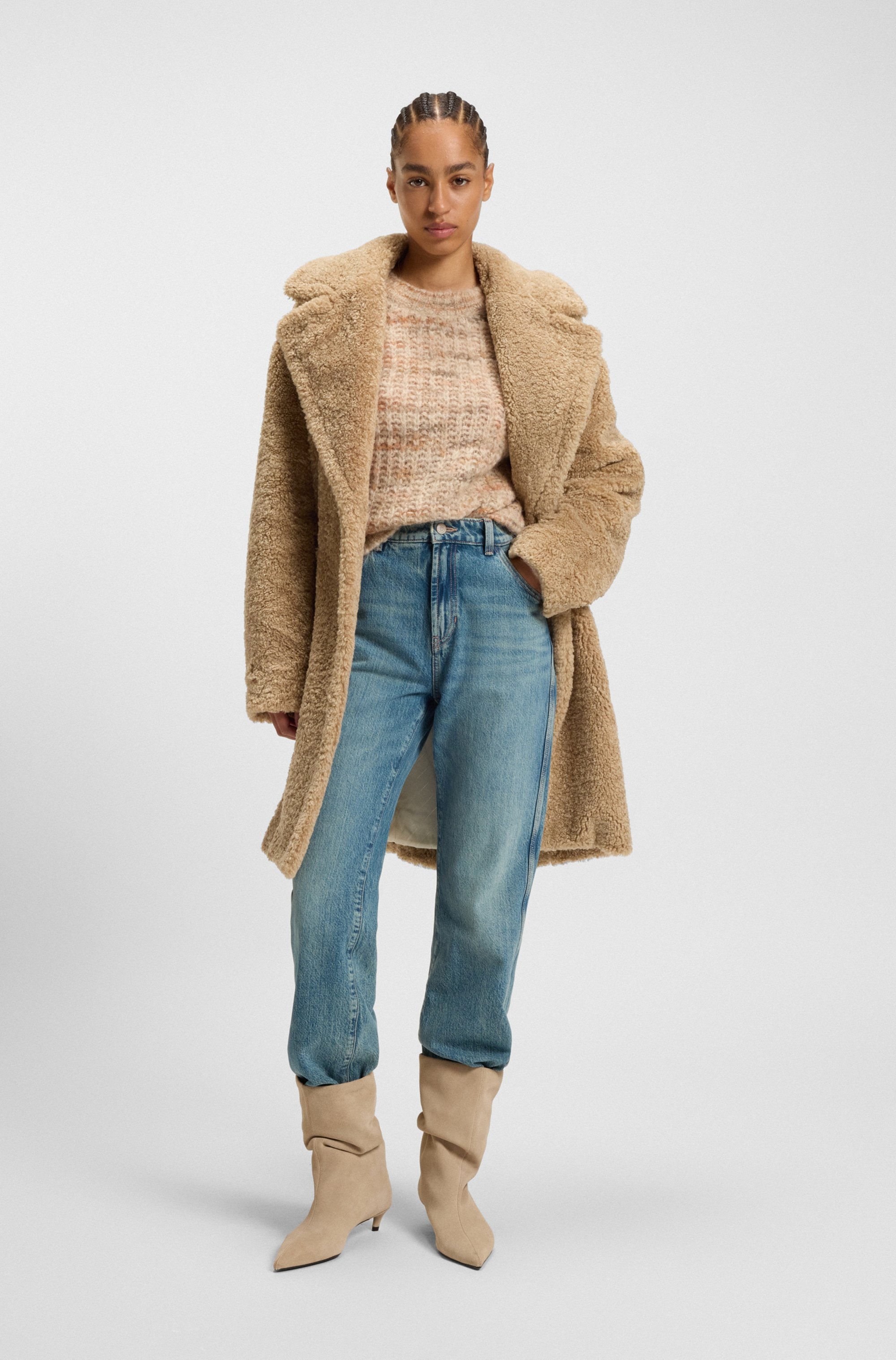 BOSS ORANGE Kurzmantel »Catedy Premium Damenmode«, aus softem Teddy, Relaxed Fit