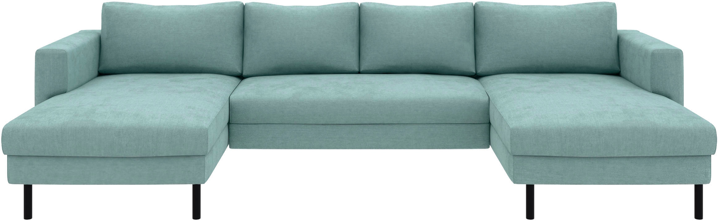 TRENDMANUFAKTUR Wohnlandschaft »Amazing II, wahlw. mit Schlaffunktion & Bettkasten, Fuß schwarz« Sofa in U-Form, in Cord, Struktur LEO o. Struktur LINO, Breite 305 cm