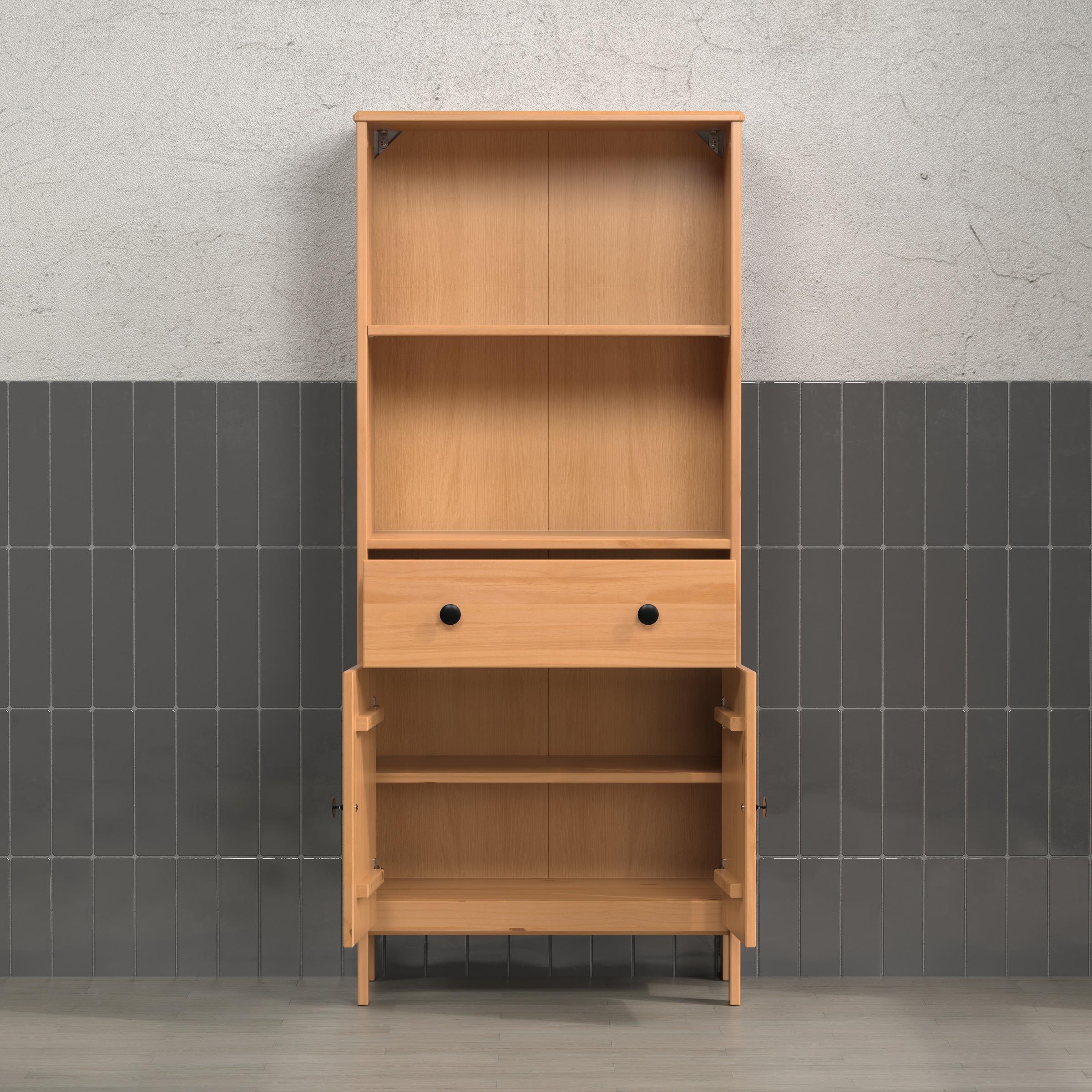 welltime Midischrank »Kall« 1 Stk. tlg. Breites Badregal aus Kiefer-Massivholz - Weiß oder Braun lackiert