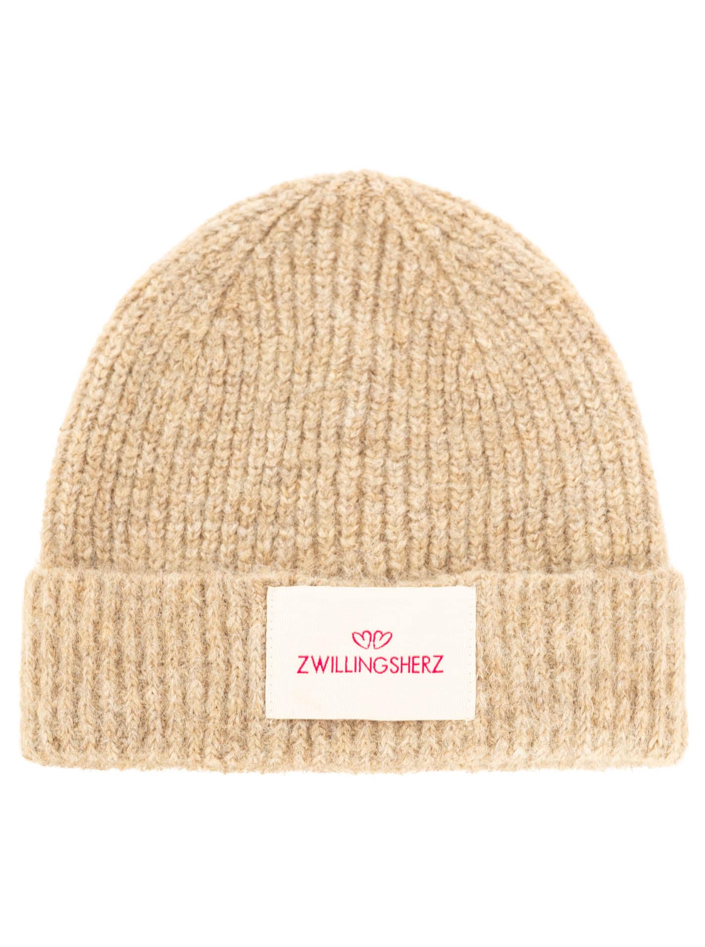 Zwillingsherz Strickmütze »"Zwillingsherz Patch"« gerippt,  mit Wolle und Umschlag, mit Patch