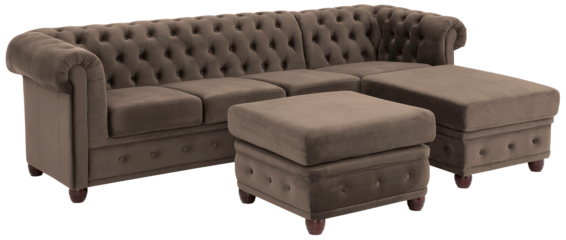 Home affaire Chesterfield-Sofa »New Castle L-Form« hochwertige Knopfheftung in Chesterfield-Design, B/T/H: 255(171/72)