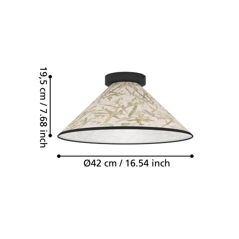 EGLO Deckenleuchte »OXPARK«, 1 flammig, Leuchtmittel E27 | ohne Leuchtmittel, Deckenleuchte, Japandi Design, Wohnzimmerlampe, Textil, Bambusblätter