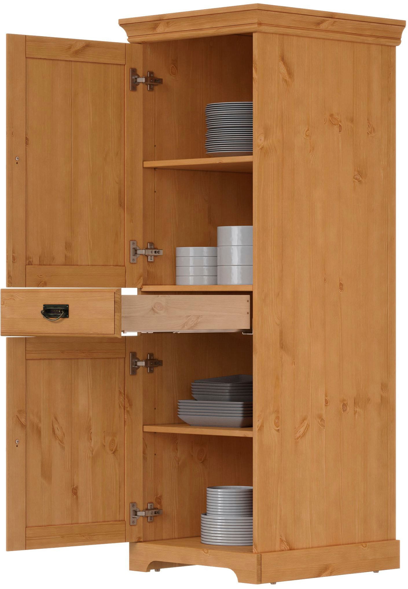 Home affaire Vorratsschrank »Rügen« Breite 47 cm, Kiefer massiv, 2 Türen, 1 Schubkasten