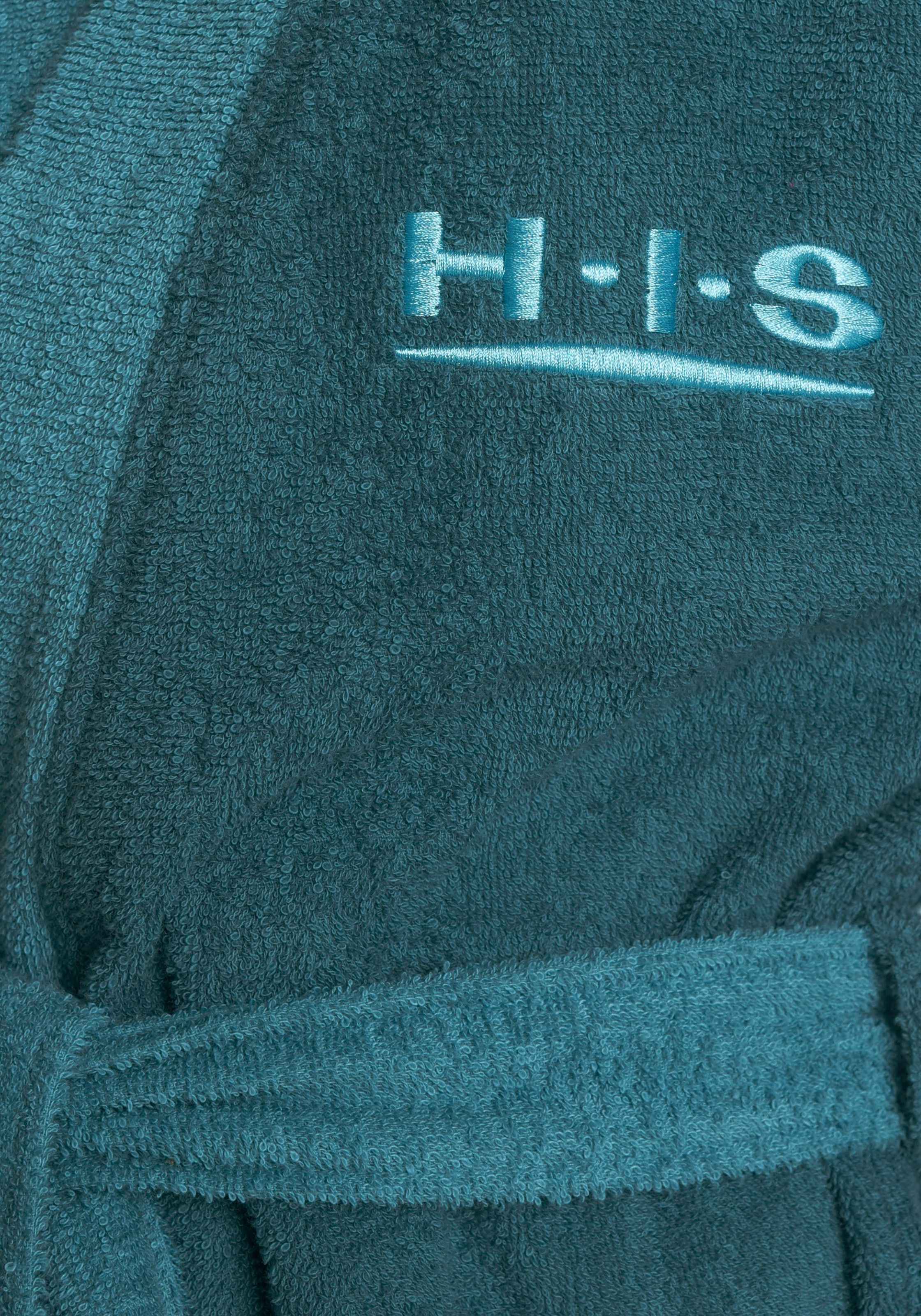 Kragen (1 Unisex-Bademantel Gürtel mit H.I.S und farblich abgesetzten St.), bei ♕ »Hannes«,