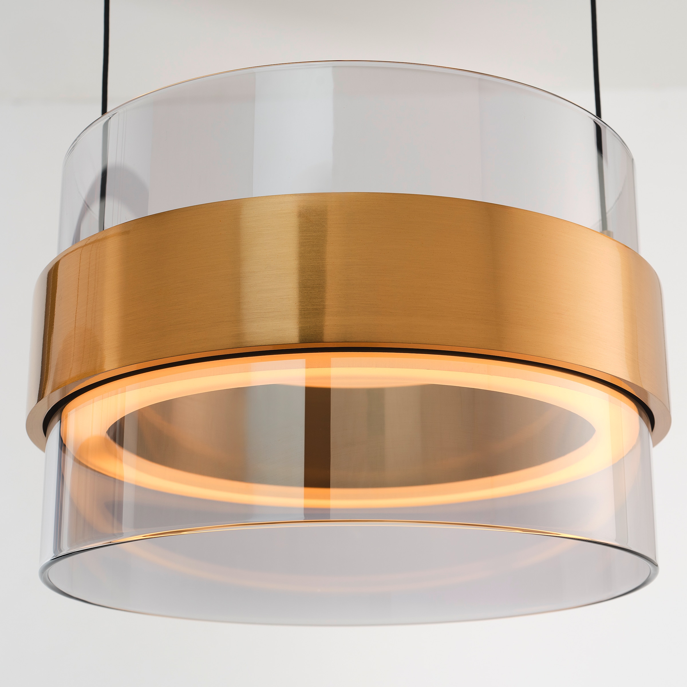 lumiCouture LED Pendelleuchte »Inside« LED-Modul 1 Stk. Warmweiß 2700 K, Metall/Glas, messingfarben/Rauchglas