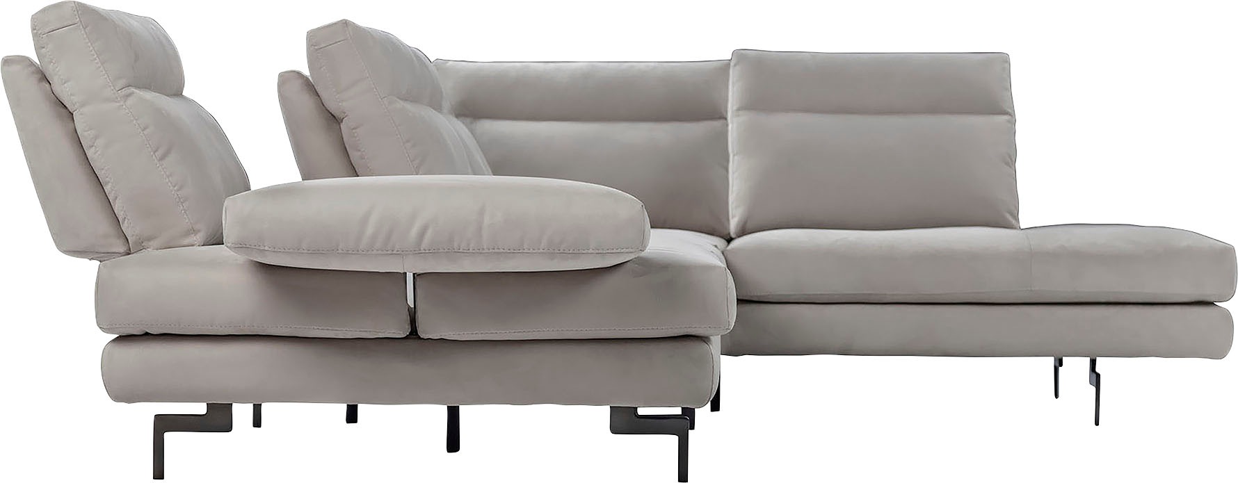 CALIA ITALIA Ecksofa »Toby Wing, L-Form, Designsofa mit sensationellem Sitzkomfort«, Sitztiefenverstellung, funktionale Ecke, Füße in schwarz matt