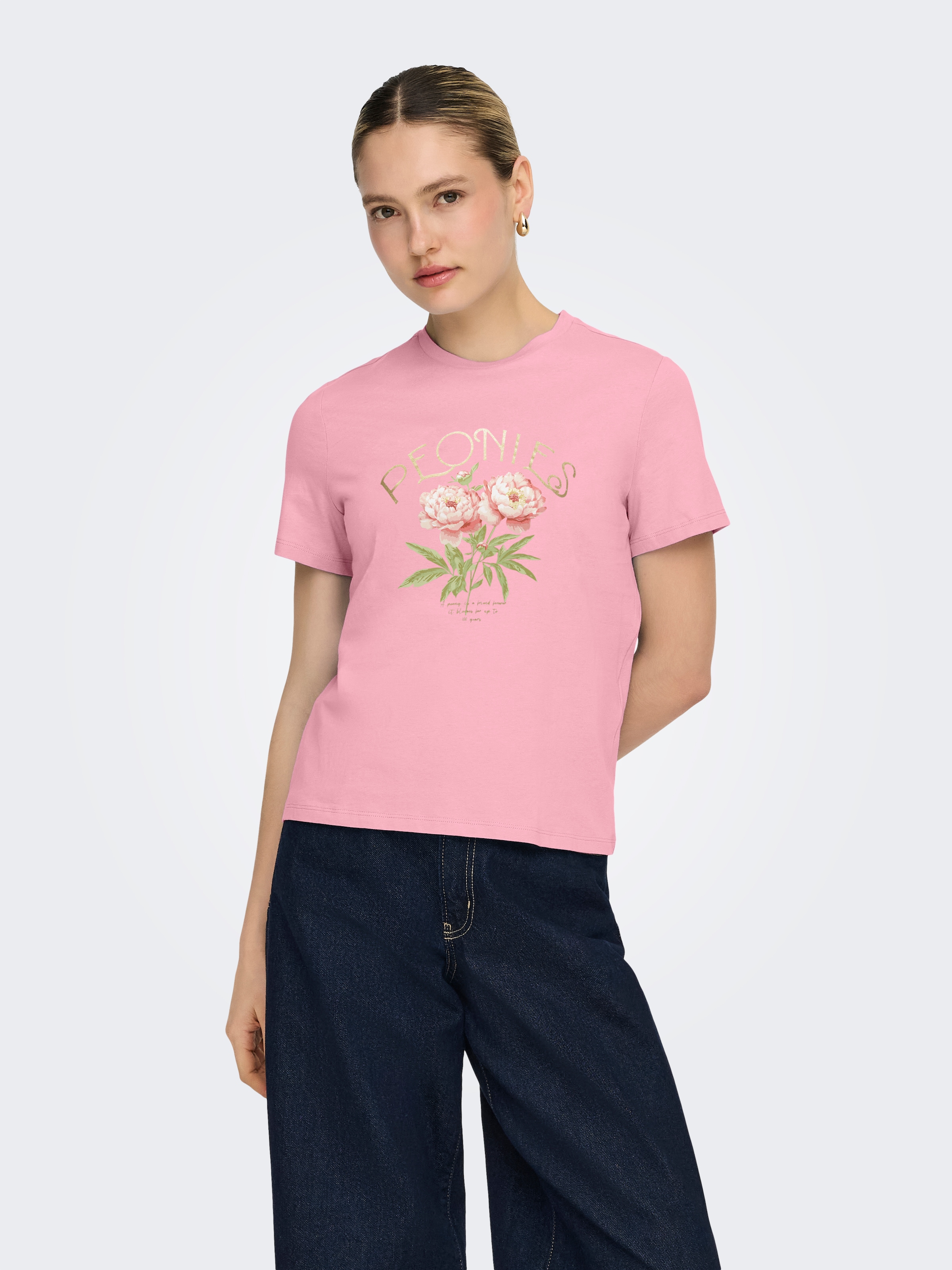 ONLY Kurzarmshirt »ONLAMBERDINE S/S PRINT TOP BOX JRS« Baumwolle, regular fit, Rundhals