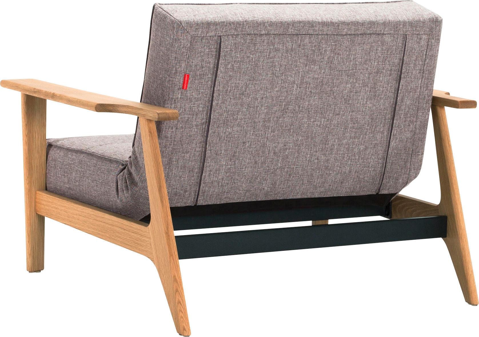 INNOVATION LIVING ™ Sessel »Splitback, Multifunktion, Loungesessel, Relaxstuhl, Fernsehsessel«, Relaxsessel mit verstellbarer Rückenlehne, Armlehne aus massiver Eiche