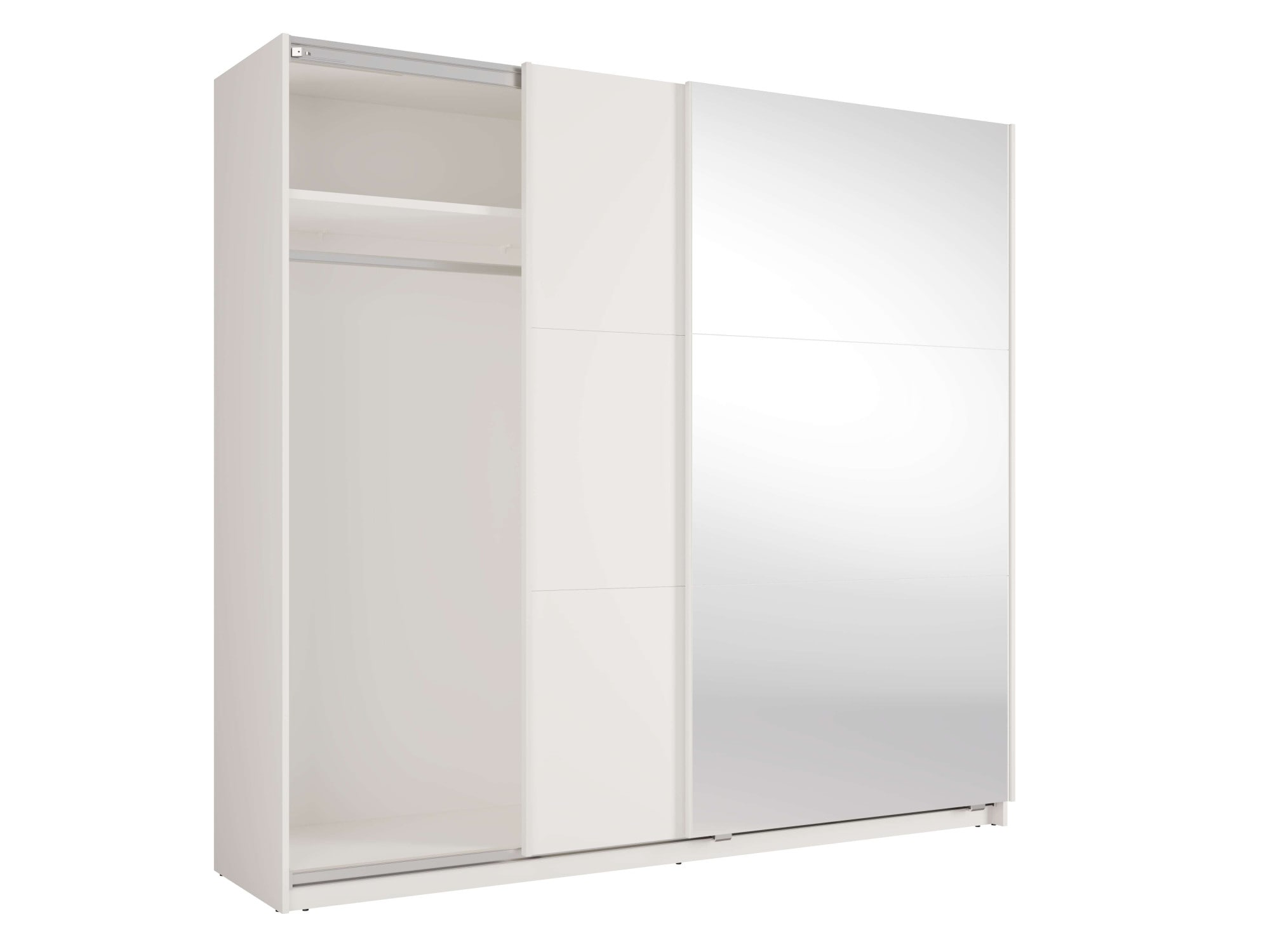Home affaire Kleiderschrank »LISELOTTE mit Spiegel, wahlweise mit Beleuchtung, Breite 221 cm« Garderobe mit 2 Schwebetüren, weiß oder cashmere, B/H/T: 221×207×60 cm