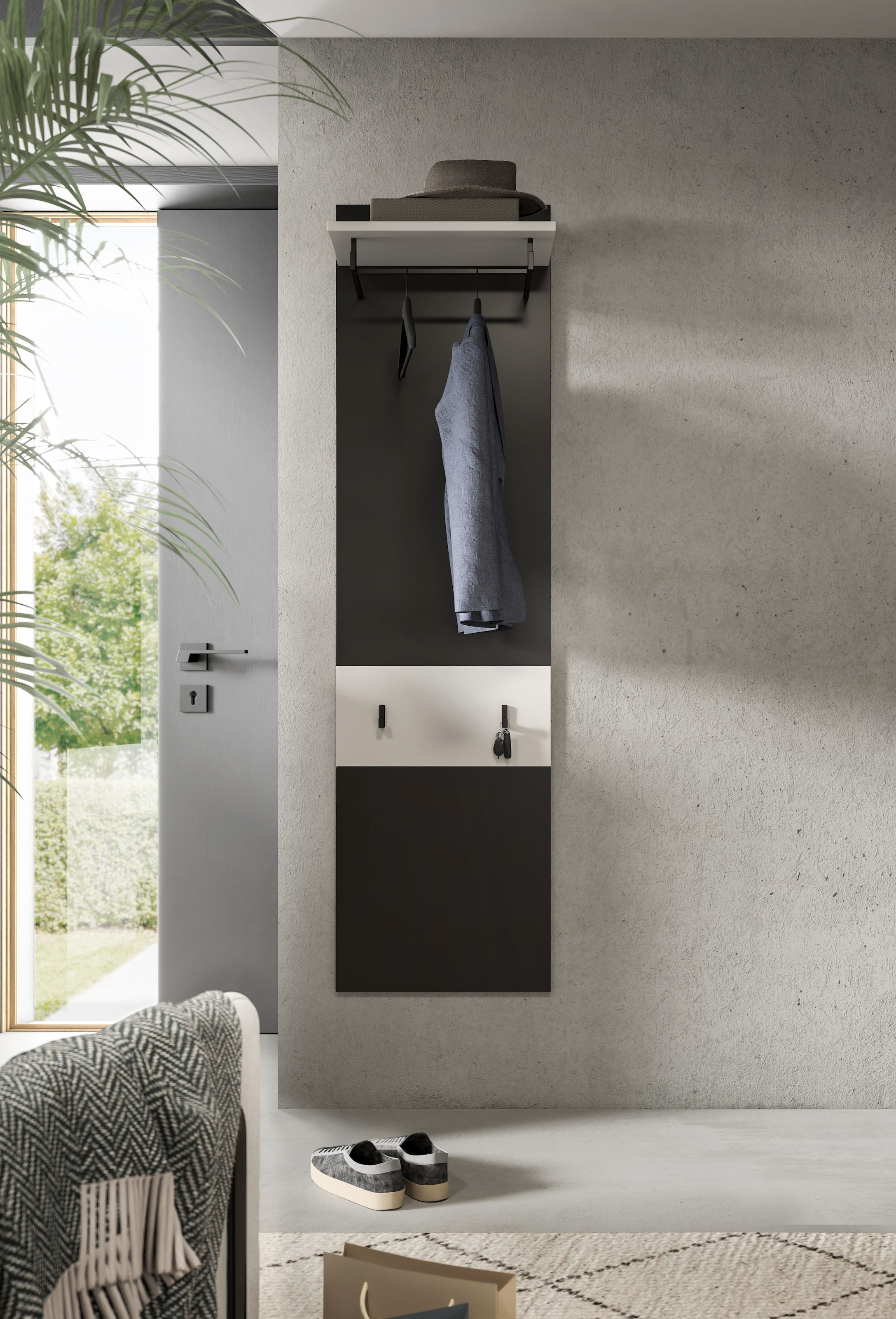 Home affaire Garderobenpaneel »REHAT, TOPSELLER!, Höhe 165 cm, Hutablage, 2 Haken, Garderobenstange« in verschiedenen Farben erhältlich, 1 Stk. tlg. Paneel, Wandboard, Garderobe, Garderobenleiste, Garderobenboard