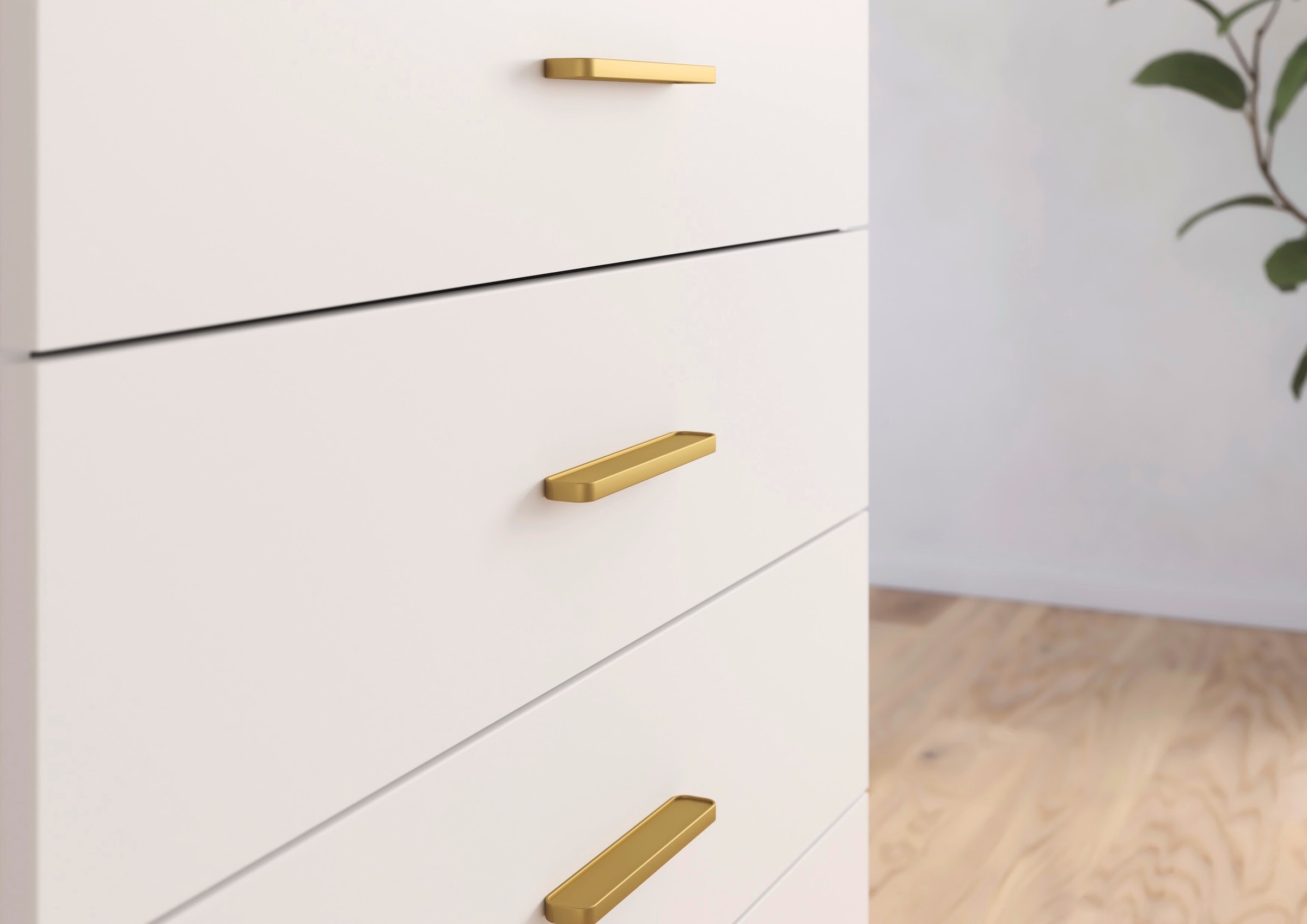 OTTO home Kombikommode »Sideboard Kommode Schubladen SCHNELLMONTAGESYSTEM ZELLARA by rauch-ONE« Weiß, 2-türig 5 Schubladen, Griffe Gold aus Metall MADE IN GERMANY