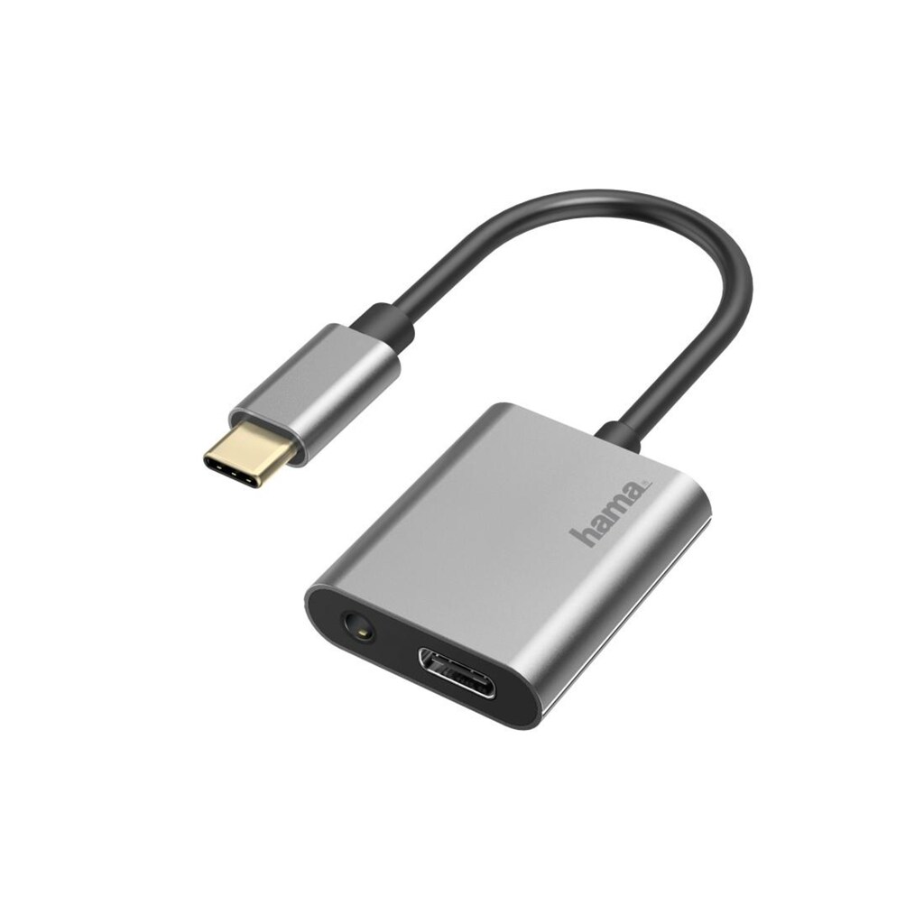 Hama USB-Soundkarte »Audio-Adapter, 2in1, USB-C-St.-3,5-mm-Klinke/USB-C-Buchse, Audio+Laden«