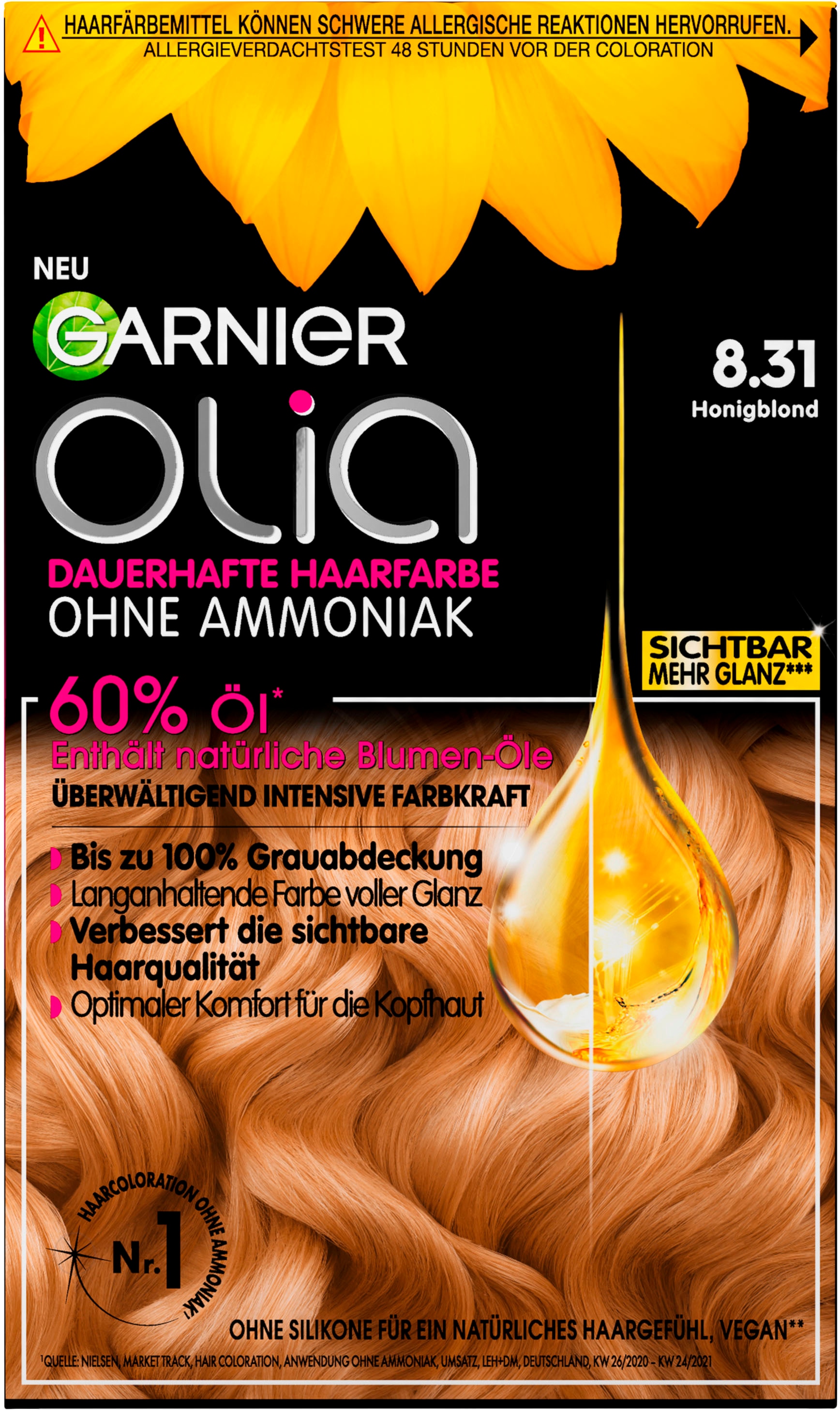 GARNIER Coloration »Garnier Olia dauerhafte Haarfarbe«, (Set, 3 tlg.), mit pflegender Formel