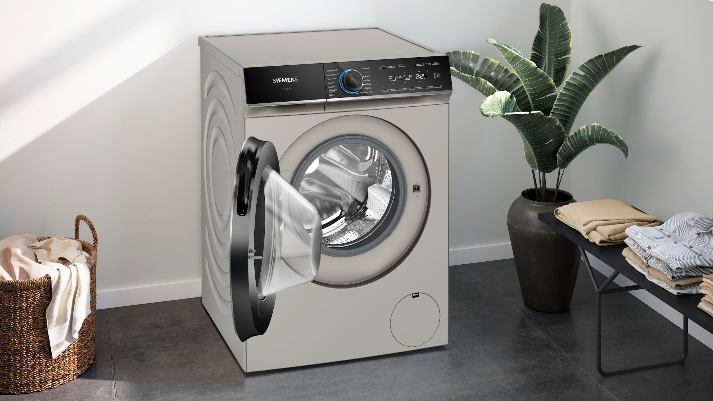 SIEMENS Waschmaschine »WG44B20X40«, dank Dampf Garantie mit 3 WG44B20X40, glättet kg, Knitterfalten – smartFinish sämtliche XXL Jahren 1400 9 U/min