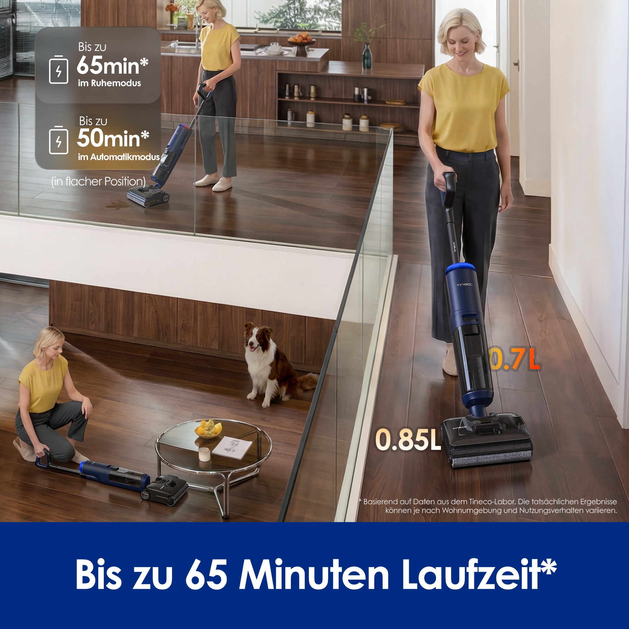 Tineco Nass-Trocken-Sauger »FLOOR ONE S7 Max, 25.000pa Saugleistung, 85° Grad Heißluft-Trocknung« 65 Min Akku, 180° Grad Neigung, automatischer Antrieb, Anti-Tangle