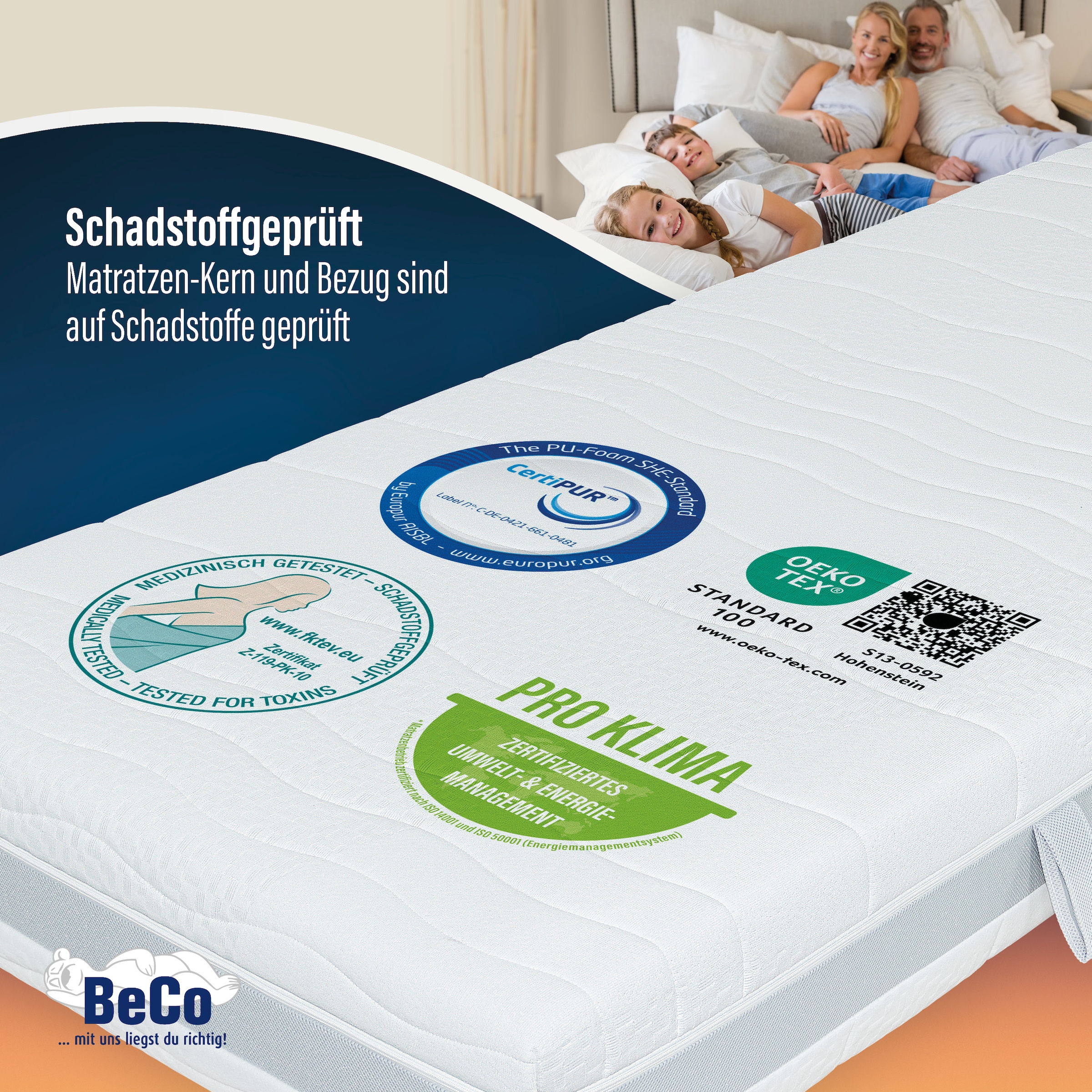 Beco Taschenfederkernmatratze »Feel Like Latex TWIN, Matratze 90x200 cm, 140x200 cm und mehr« 22 cm hoch 500 Federn 1 Stk. tlg. Premium-Hybridmatratze für besten Schlafkomfort, atmungsaktiv