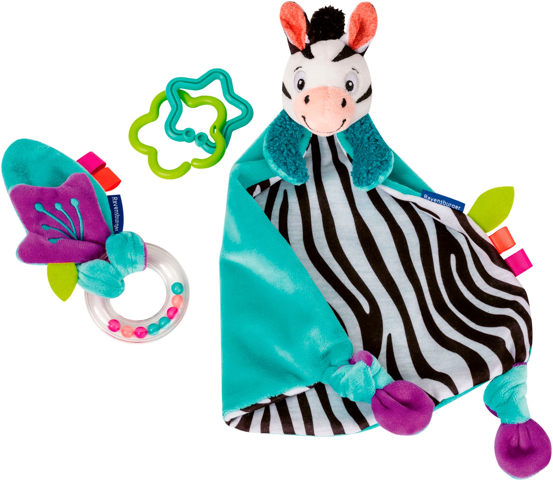 Ravensburger Greifspielzeug »Play+ Fühlen, rasseln, spielen (Geschenk-Set: Zebra)«