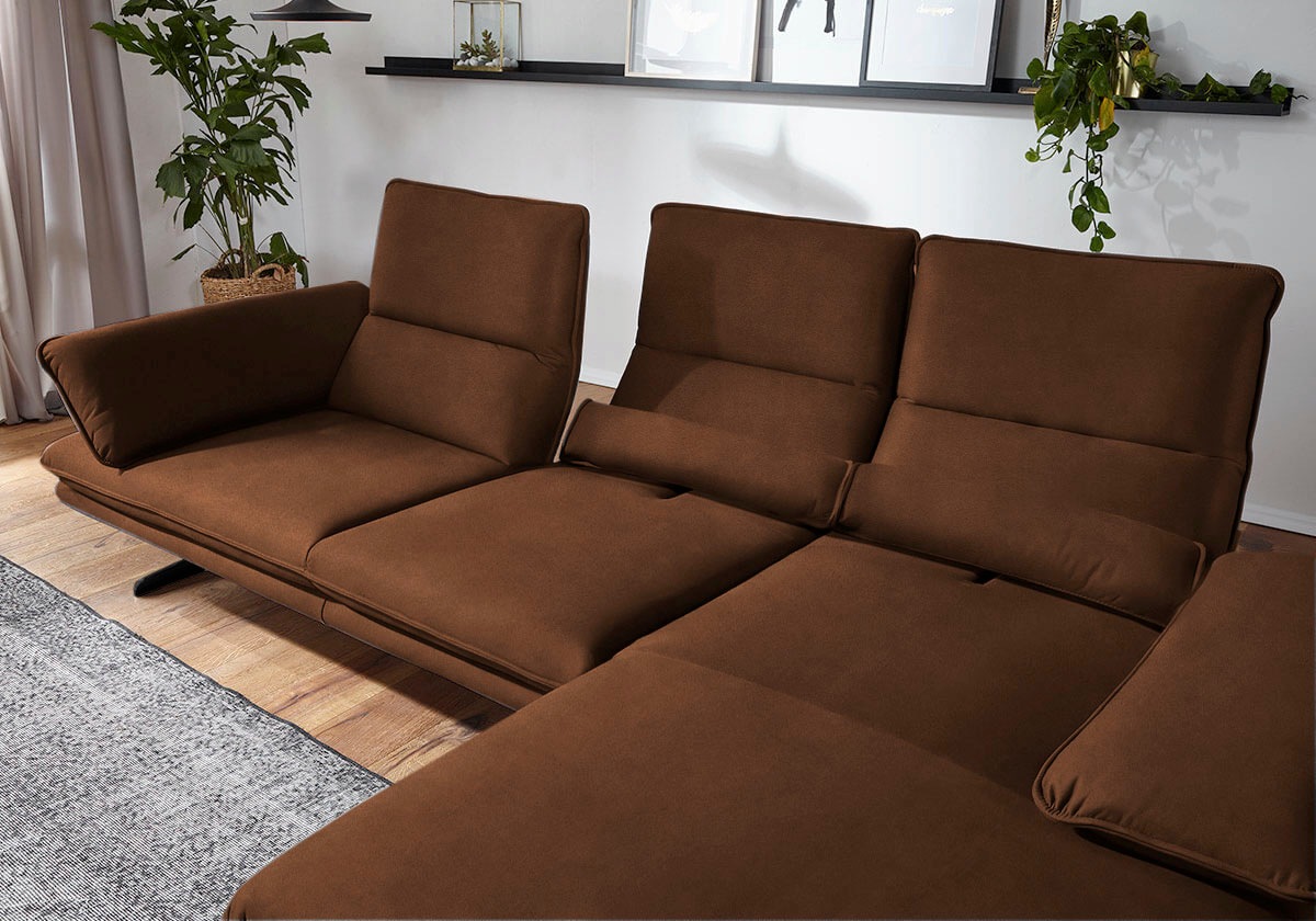 W.SCHILLIG Ecksofa »broadway, Designsofa mit tollem Sitzkomfort«, Sitztiefenverstellung, Kopfteil- & Seitenteilverstellung, Breite 291cm