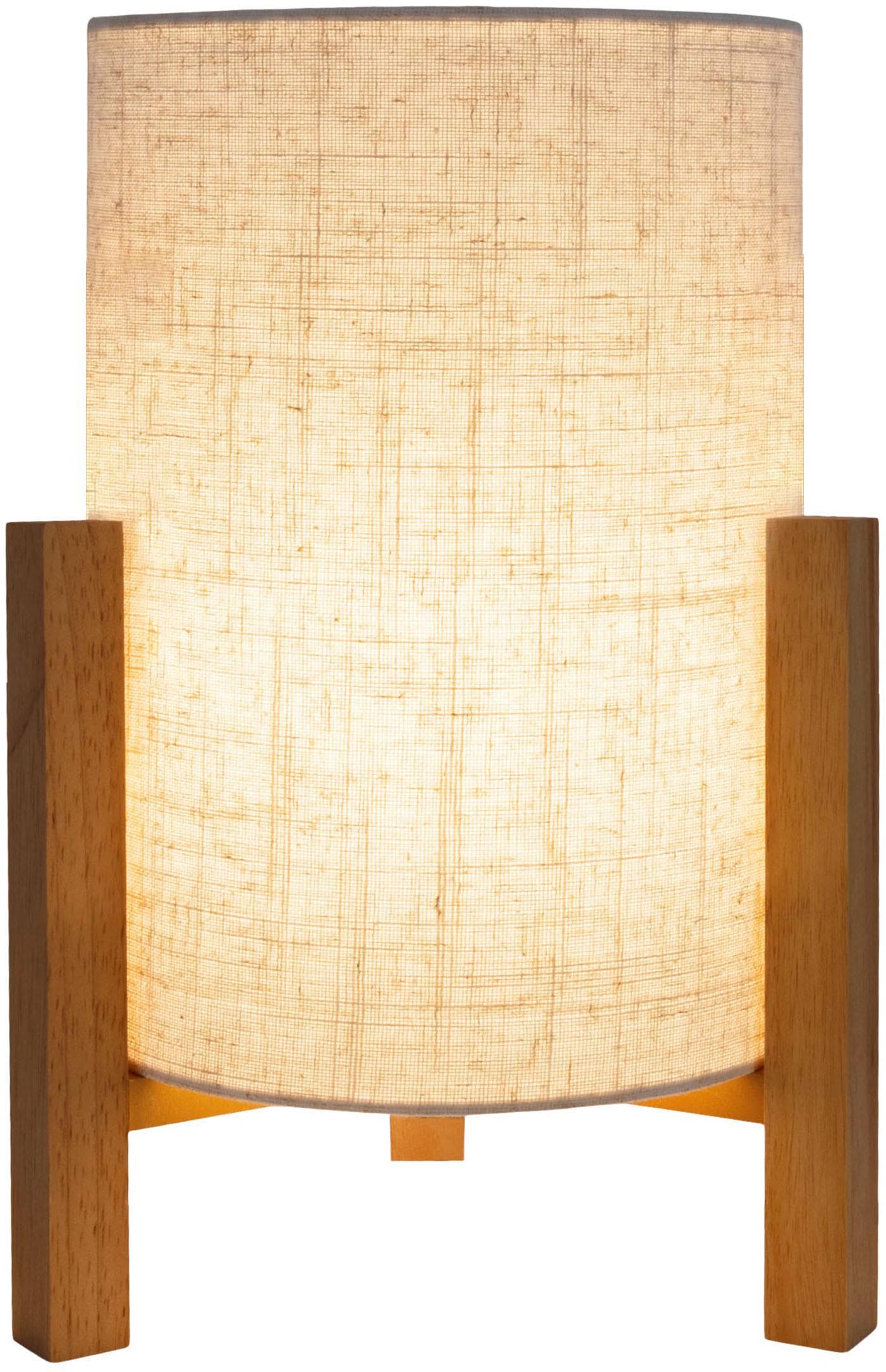 näve Tischleuchte »Matida«, 1 flammig, Leuchtmittel E27 | ohne Leuchtmittel, 1xE27 exkl., Holzgestell, Textilschirm natur, H: ca. 52cm, D: ca. 22cm