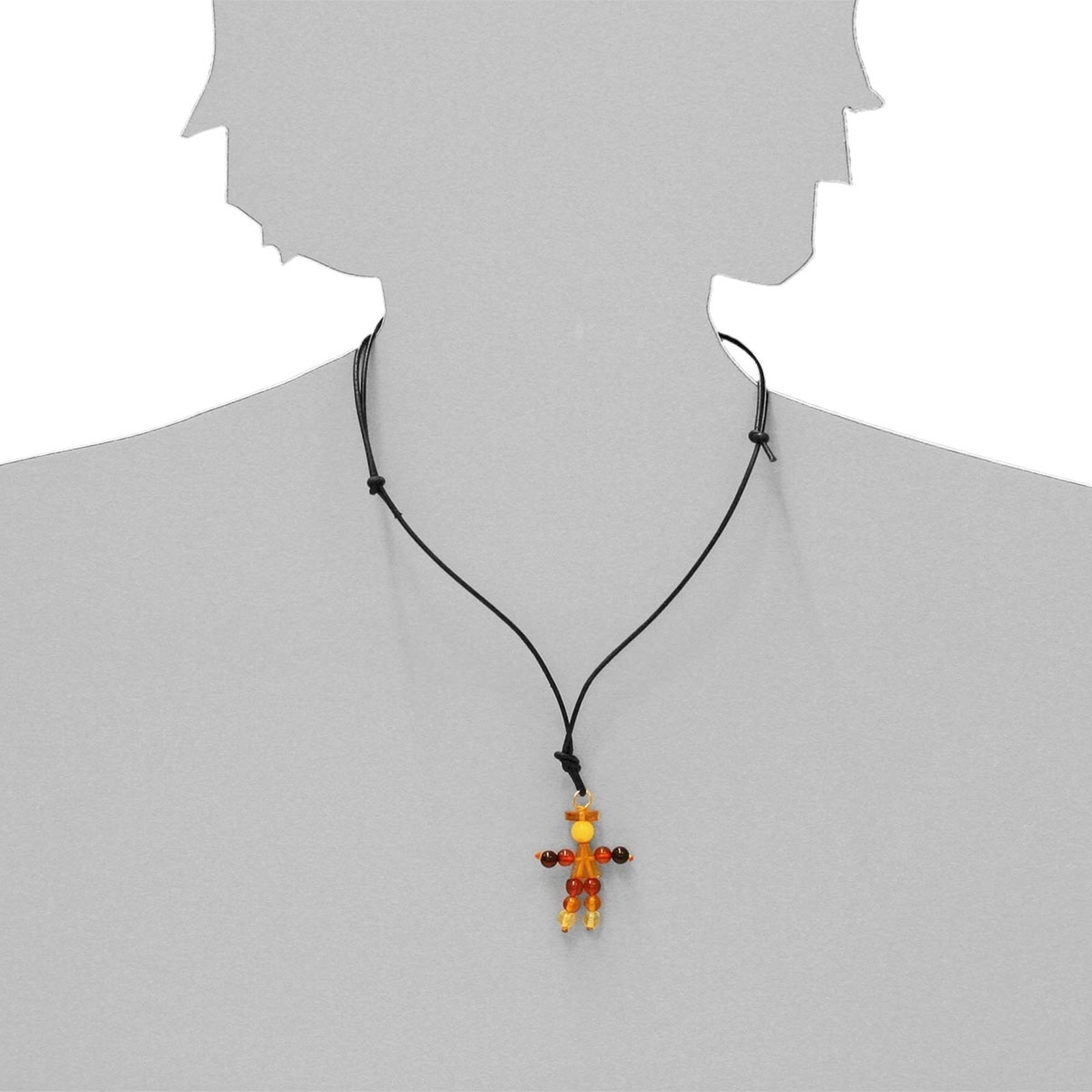 OSTSEE-SCHMUCK Kette mit Anhänger »- Bernsteinmännchen - Lederband - Bernstein -,«