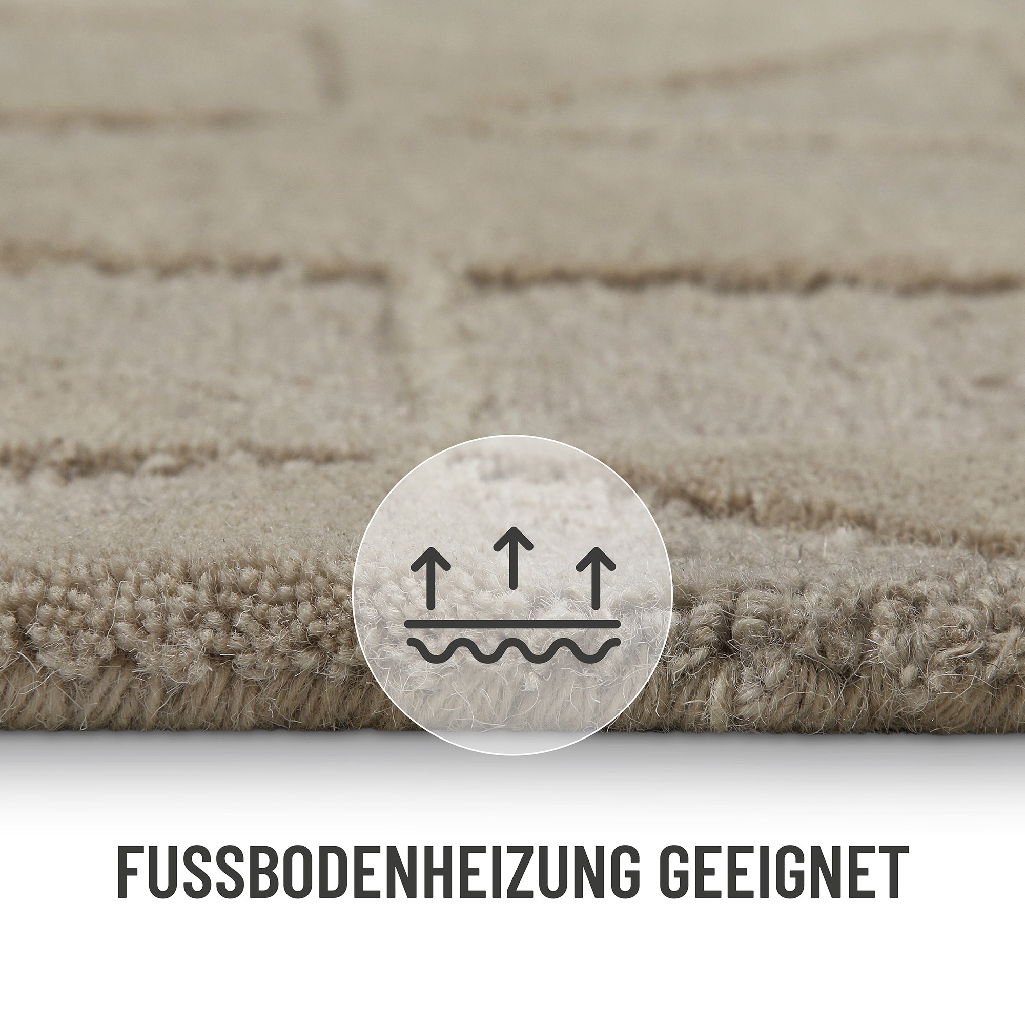 Wecon home Wollteppich »Hamptons THIRTYSEVEN«, rund, 15 mm Höhe, Schurwolle, Kurzflor, Wohnzimmer, elegant, geometrisches Muster