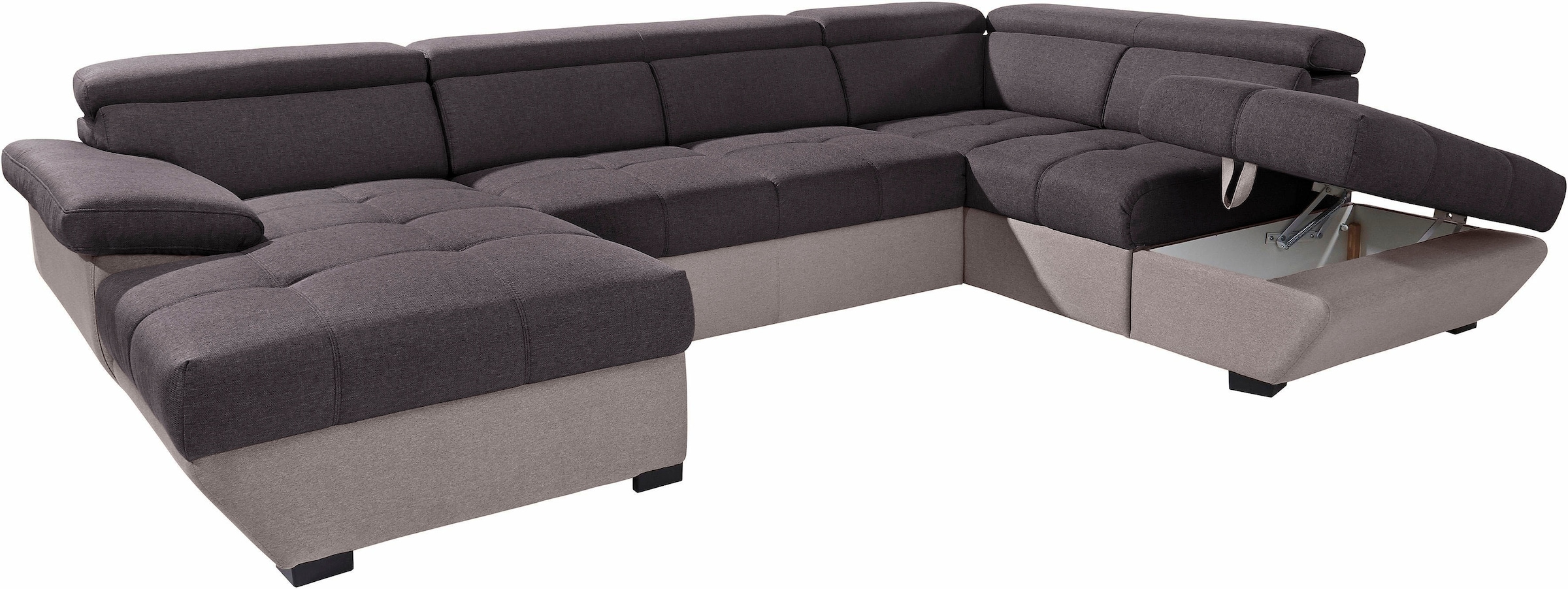 COTTA Polstergarnitur »Speedway«, (Set), Set bestehend aus: Wohnlandschaft mit Kopfteilverstellung & Hocker