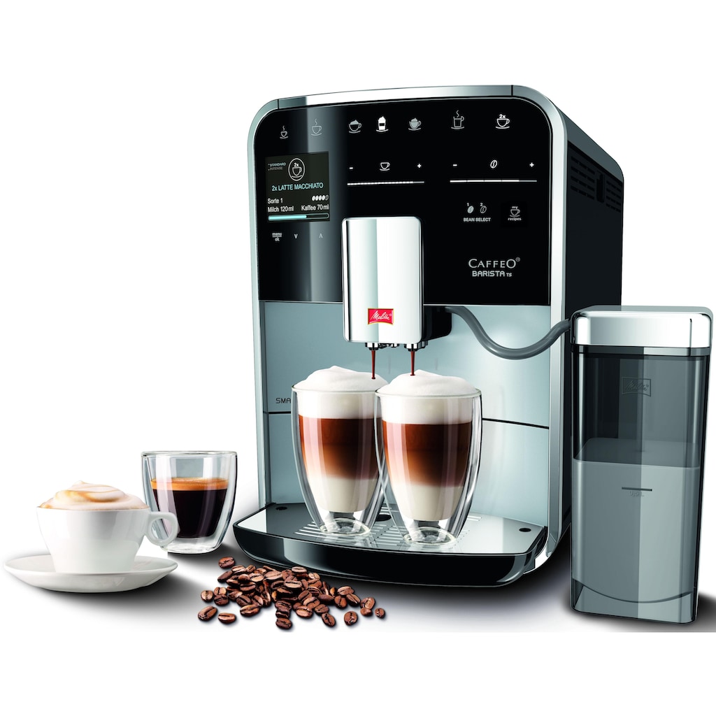 Melitta Kaffeevollautomat »Barista TS Smart® F850-101, silber«, 21 Kaffeerezepte & 8 Benutzerprofile, 2-Kammer Bohnenbehälter