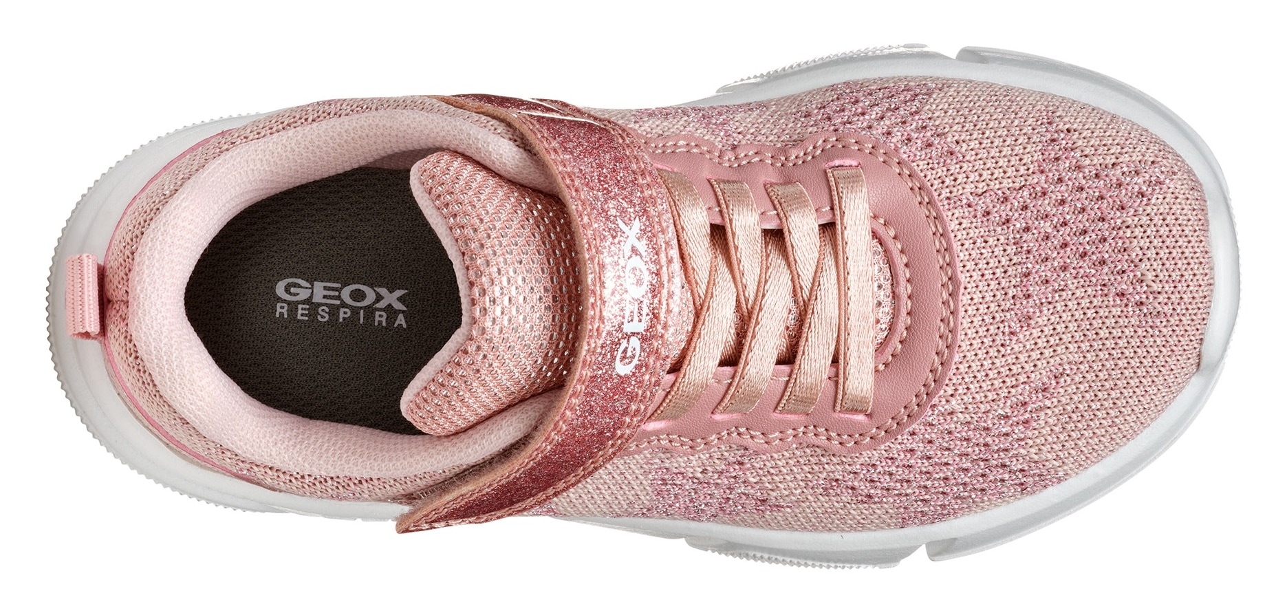 Geox Sneaker »J ARIL GIRL«, Knitwear Sneaker, Klettschuh mit glitzerndem Klettriegel