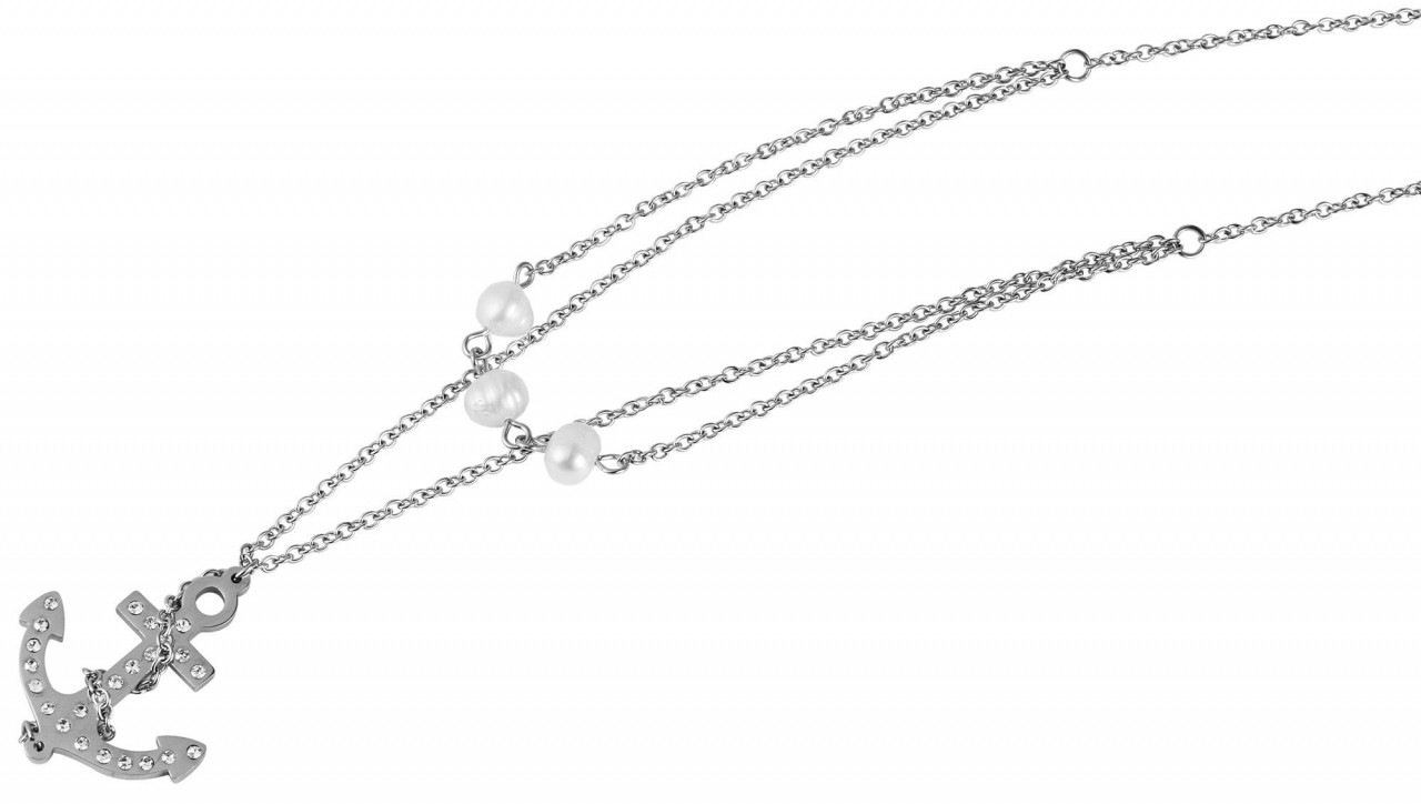 Adelia´s Kette mit Anhänger »Adelia's Damen Edelstahl Ankerkette Halskette mit Anhänger Anker mit Perle 45 cm«