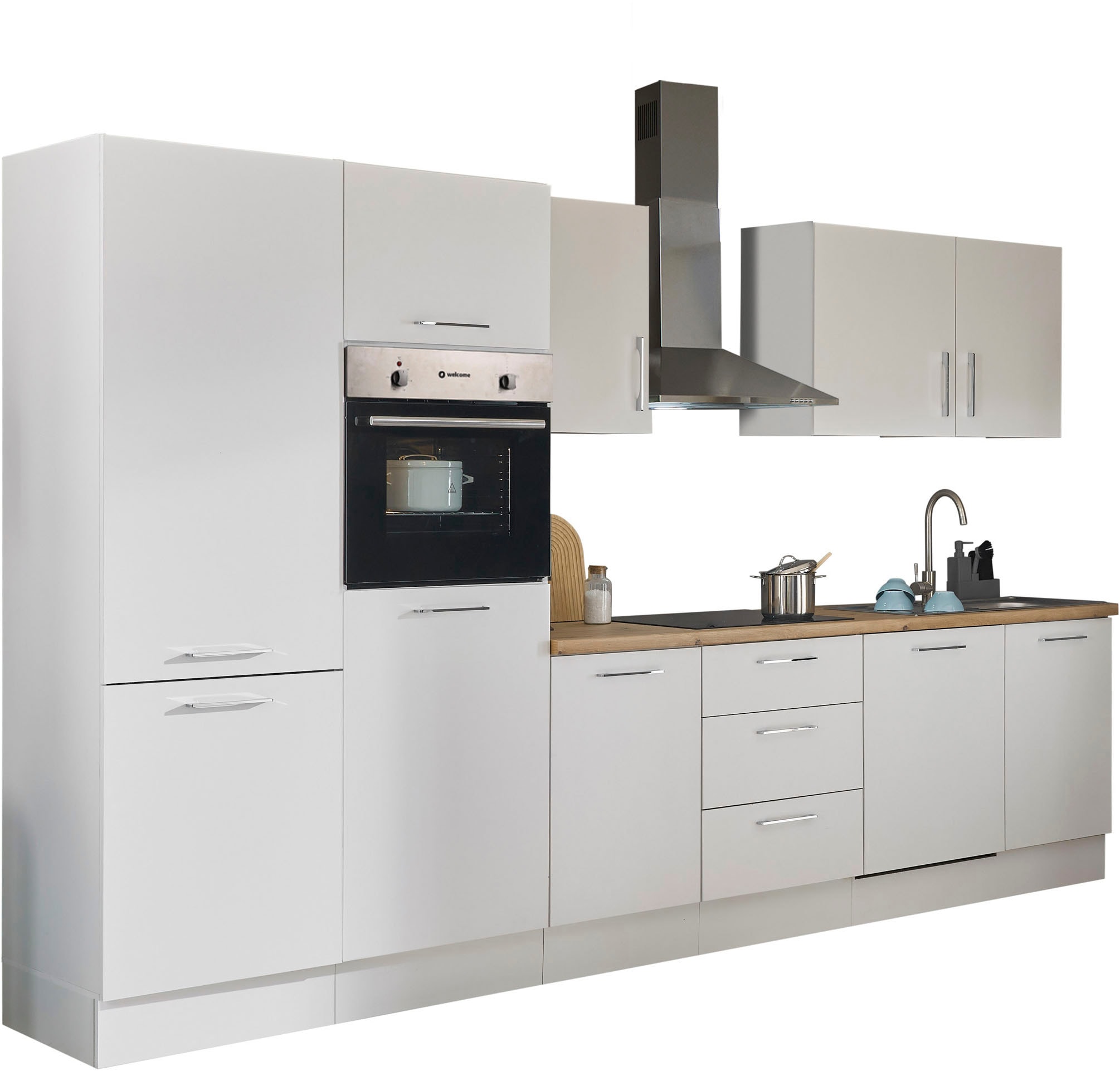 BASIC by Balculina Küchenzeile »Turin« Breite 340 cm, wahlweise mit E-Geräten