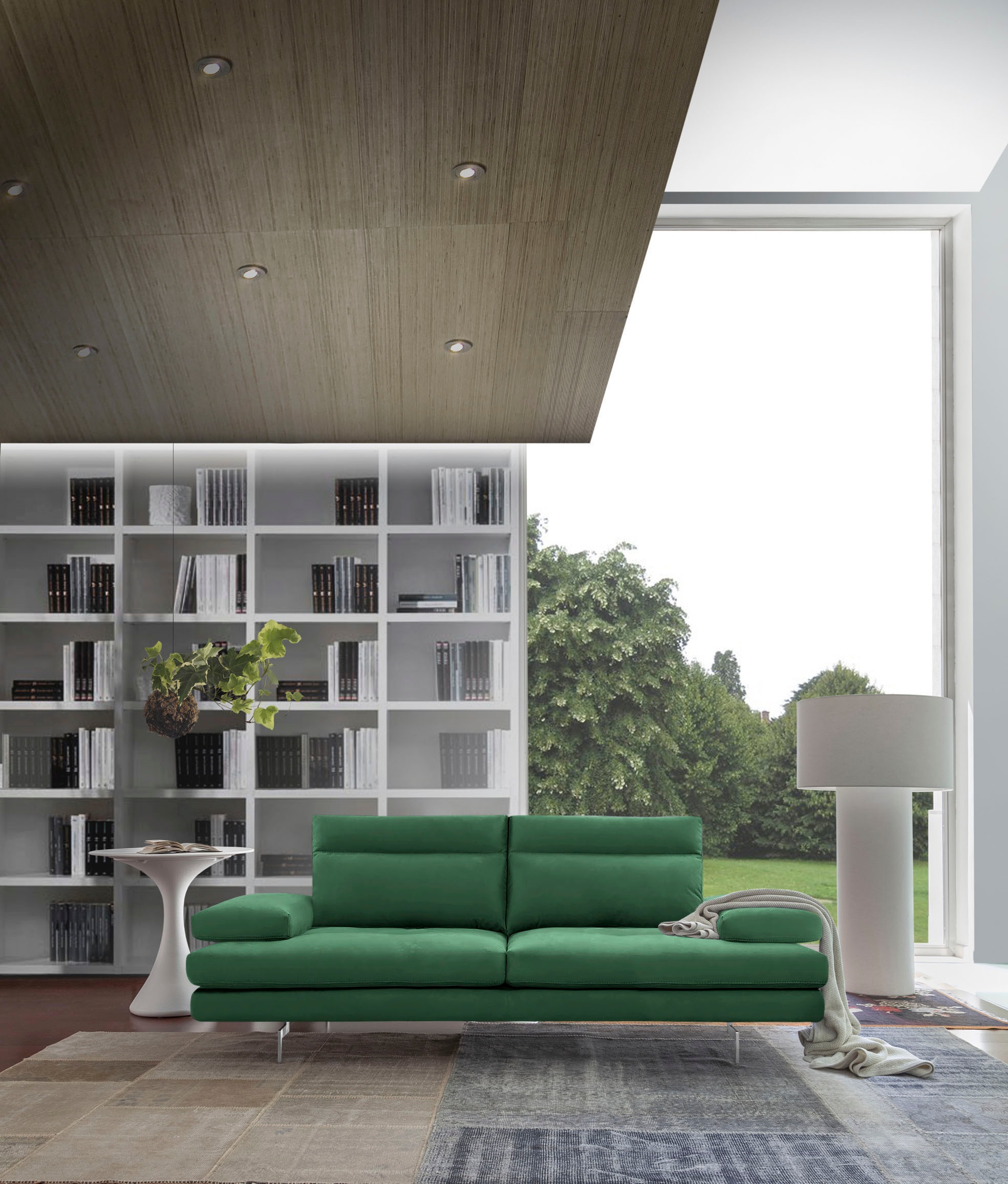 CALIA ITALIA 3-Sitzer »Toby Wing, Designsofa mit hohem Sitzkomfort, bequem und elegant«, inklusive Sitztiefenverstellung, Füße in Chrom glänzend