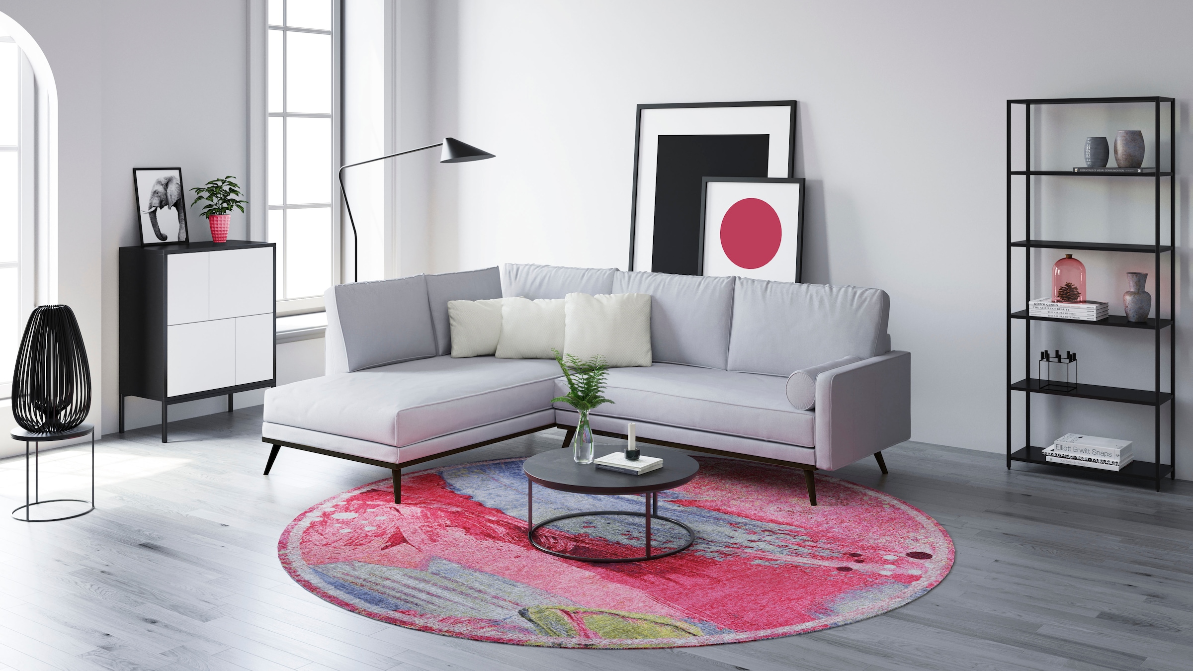 Gino Falcone Teppich »Cosima-111« rund 3 mm Höhe flachgeweber Jaquard-Teppich, mit Chenillegarn, modernes Design