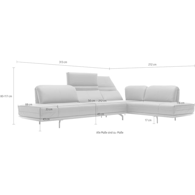 hülsta sofa Ecksofa »hs.420«, in 2 Qualitäten, Holzrahmen in Eiche Natur  oder Nußbaum, Breite 313 cm auf Raten bestellen
