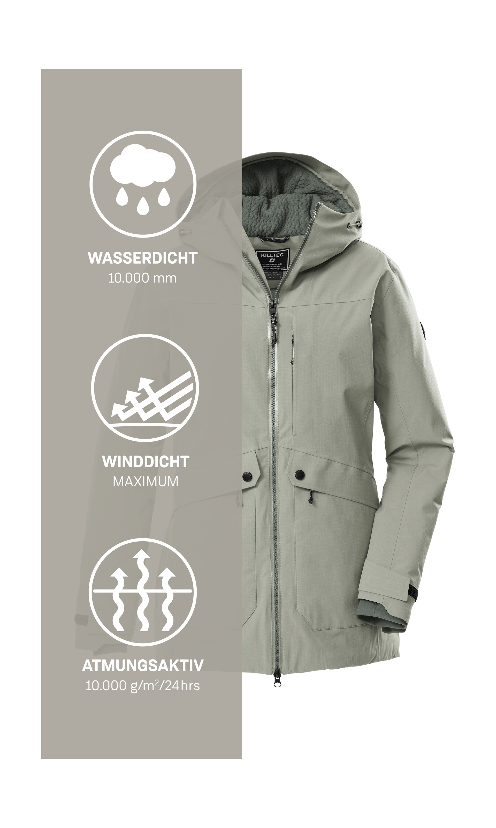 Killtec Parka »KOW 16 WMN PRK«, Wasser- u. winddichter Damen Funktionsparka mit hoher Atmungsaktivität