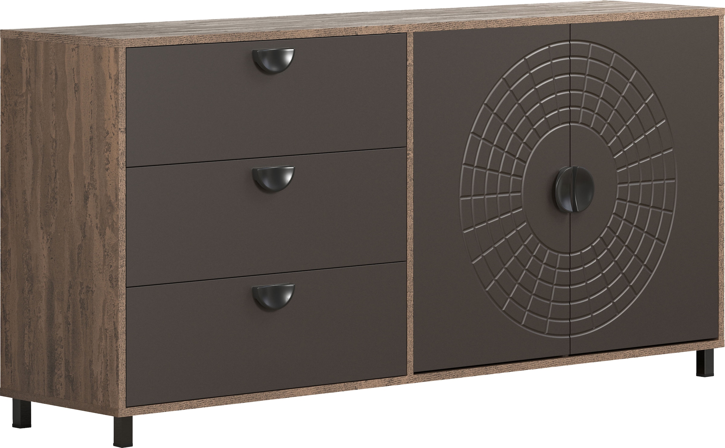 INOSIGN Sideboard »Fusion«, (1 St.), Kommode mit markantem Kreismuster - Antikoptik - (B/T/H) 176/42/86 cm