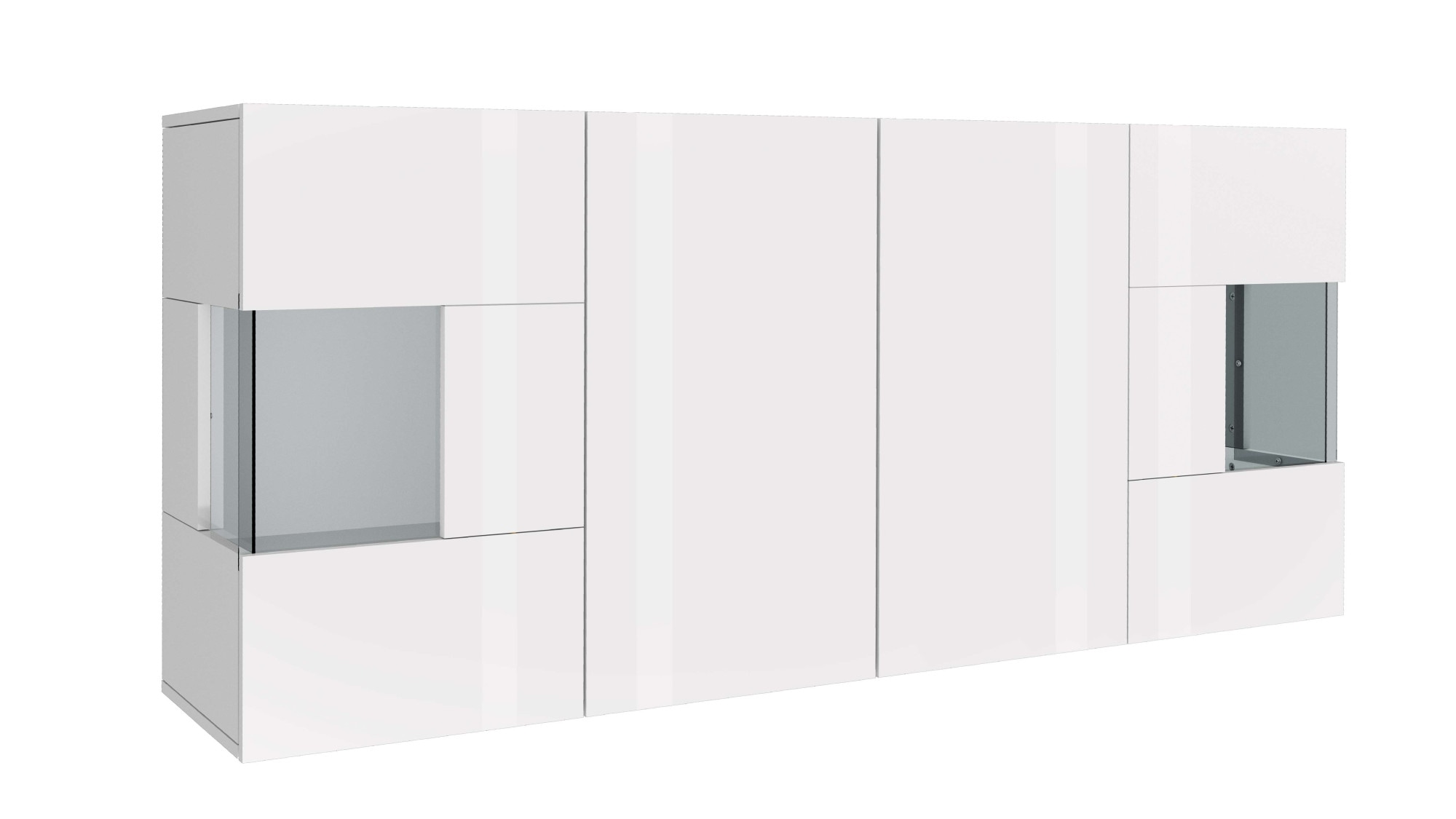 INOSIGN Sideboard »Egypt, Kommode, Schrank, Kredenz, Vitrine grifflos«, 4 Türen davon 2 mit Glaseinsatz, 5 Einlegeböden, Breite 180