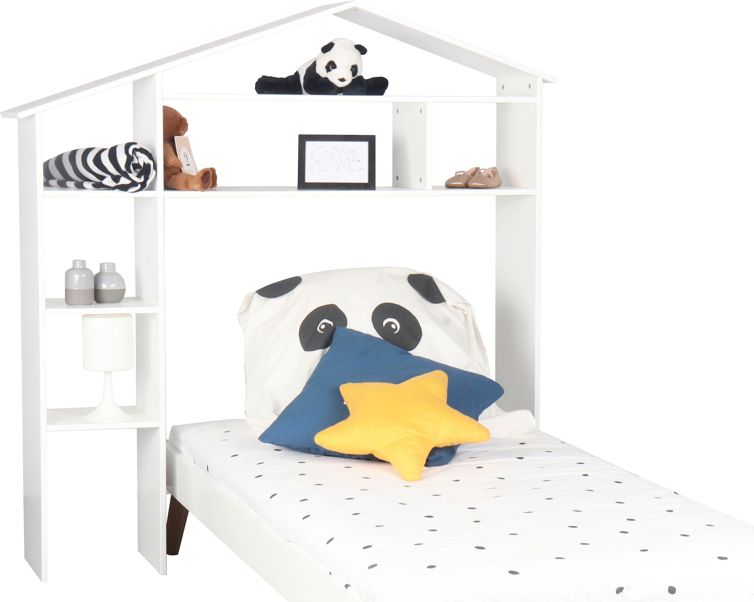 Lüttenhütt, Regal »Lizzi« Kopfteil für Kinderbett, für Bettbreite 100 cm, weiß, Holzwerkstoff, Massivholz, B/H/T: 148 cm x 155 cm x 31 cm, weiß