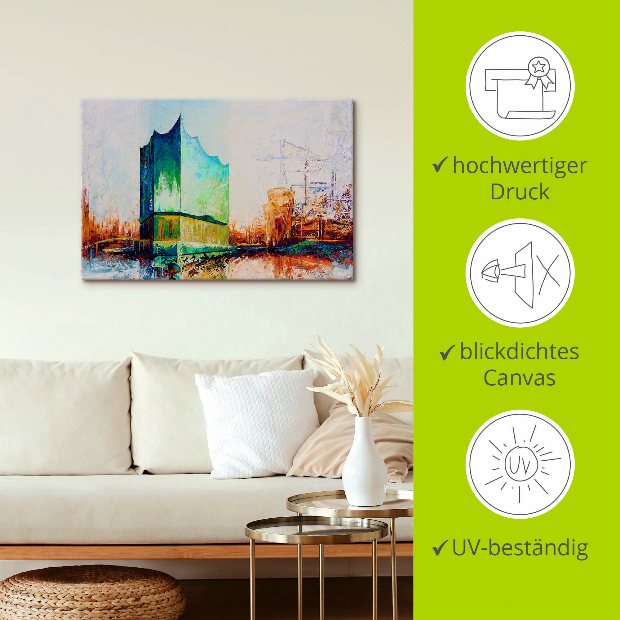 Artland Leinwandbild »Elbharmonie Hamburg« Deutschland 1 Stk. tlg. auf Holzrahmen gespannt