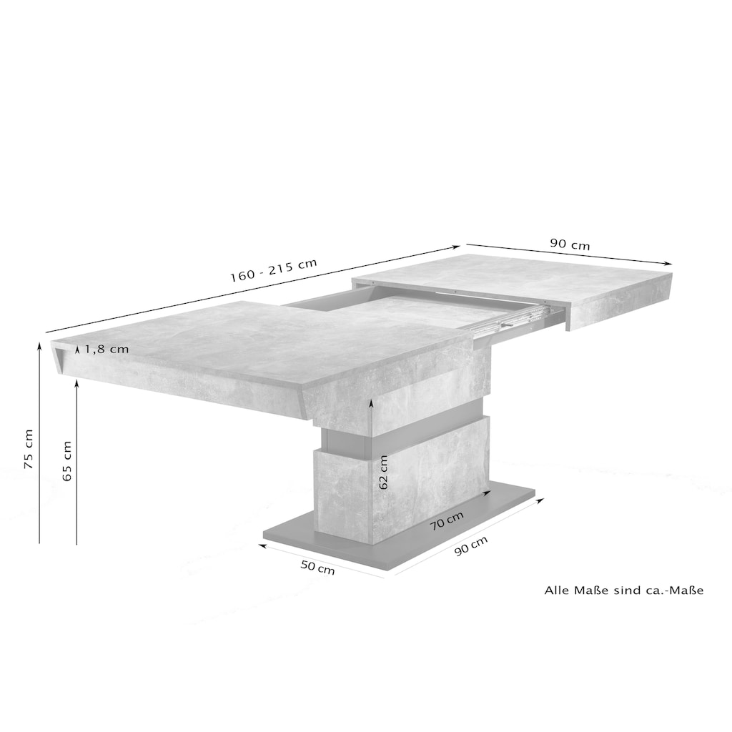 byLIVING Esstisch »Matthew«, mit Auszugsfunktion, Breite 140-195 cm oder 160-215 cm