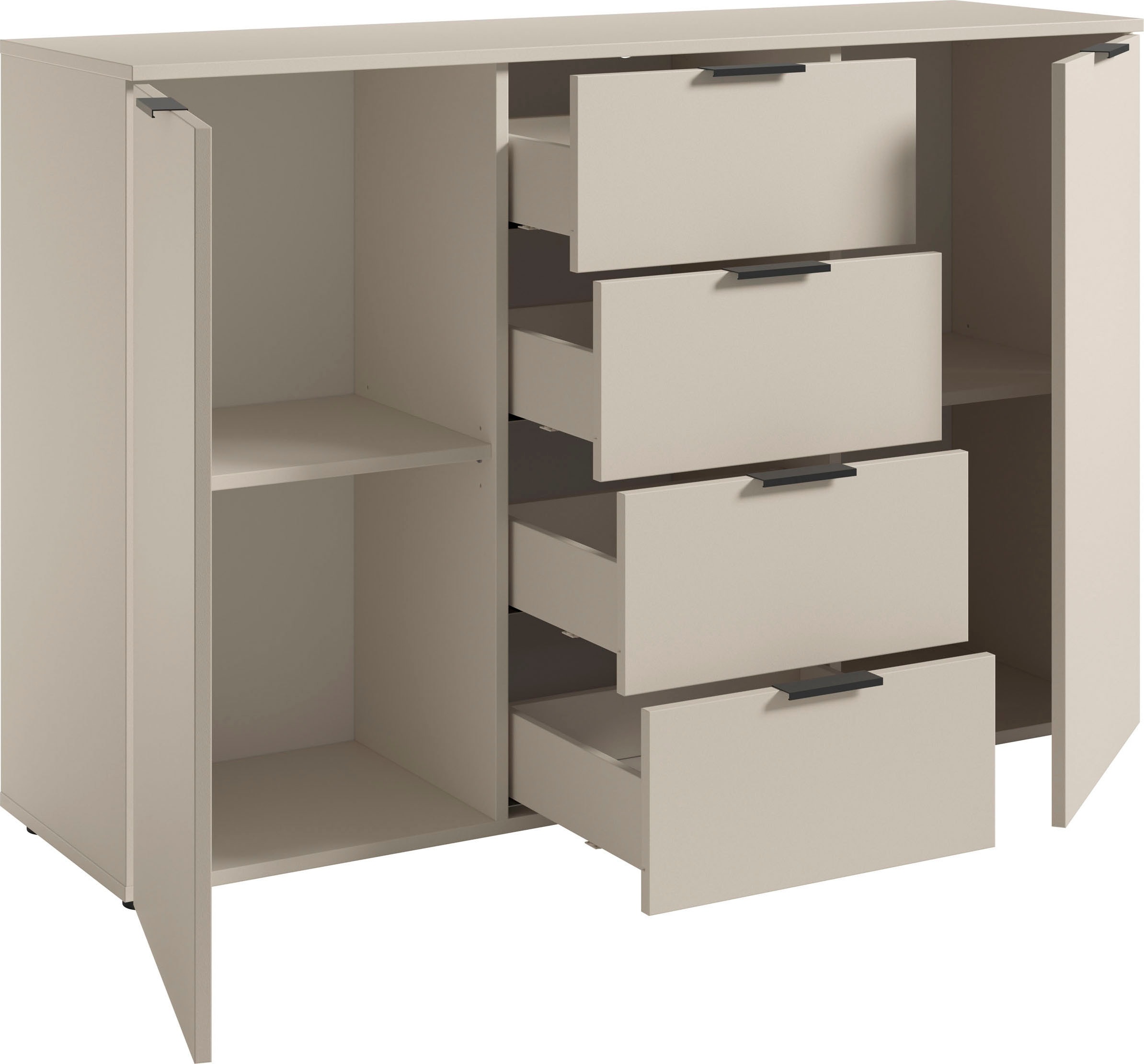 HBZ Sideboard »Linz Kommode, BxHxT 135x90x40cm« 1 Stk. tlg. Breite 135cm,Lip-Griff, Melaminbeschichtung