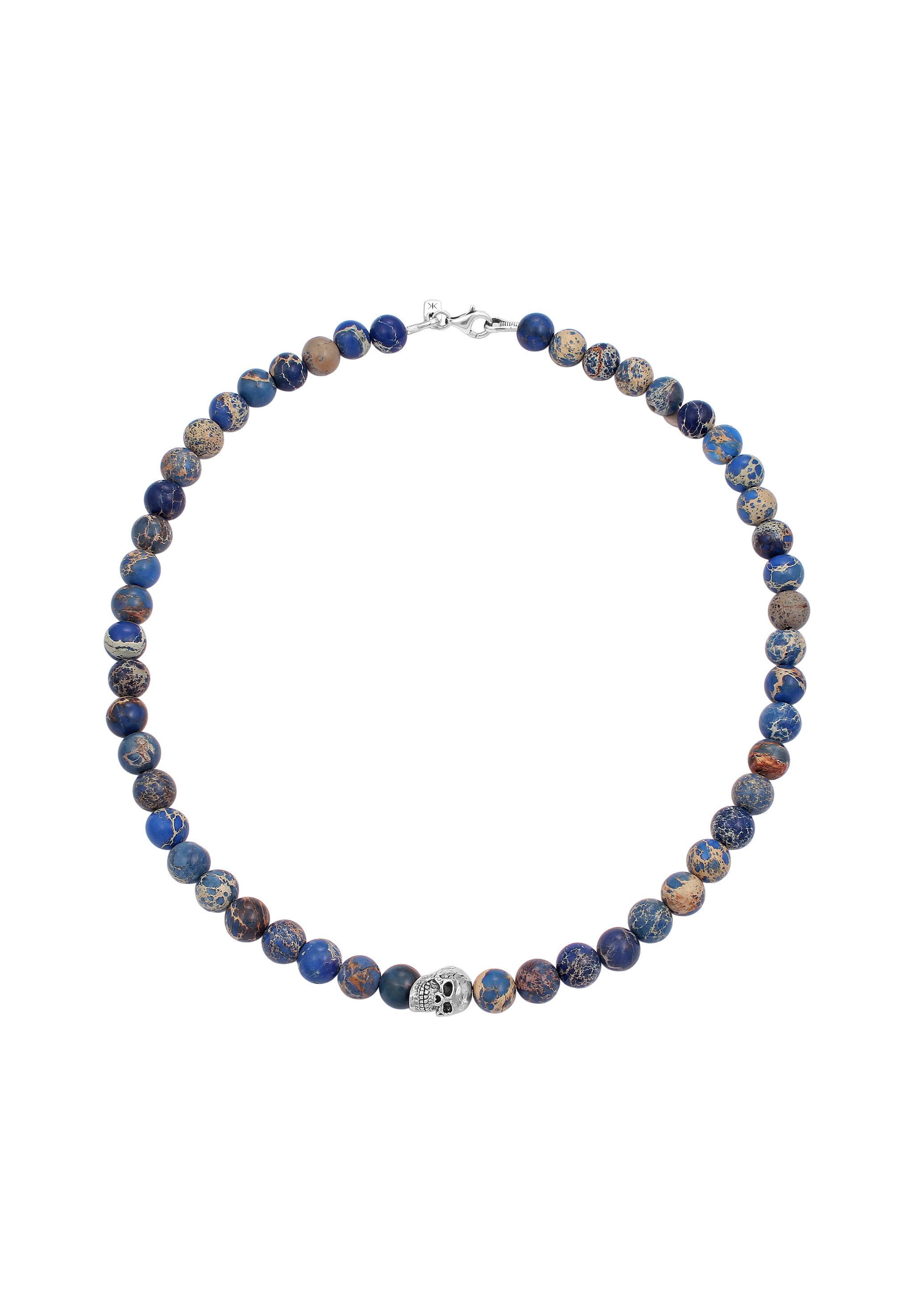 Kuzzoi Silberkette »Halskette Steinkette Totenkopf Achat Blau 925 Sterling Silber«