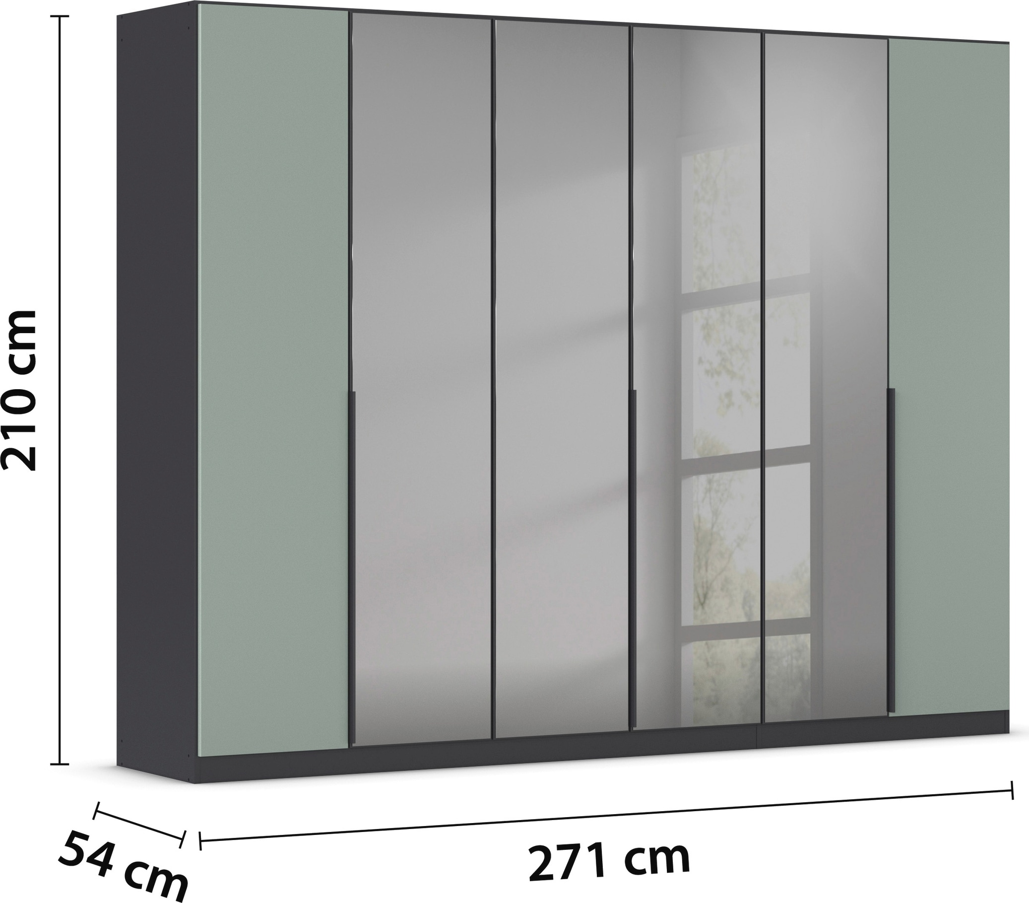 INOSIGN Drehtürenschrank »Ferris Schrank Breite 2,10m BESTSELLER Schlafzimmerschrank«, Kleiderschrank mit Spiegel in den Ausführungen BASIC/CLASSIC/PREMIUM