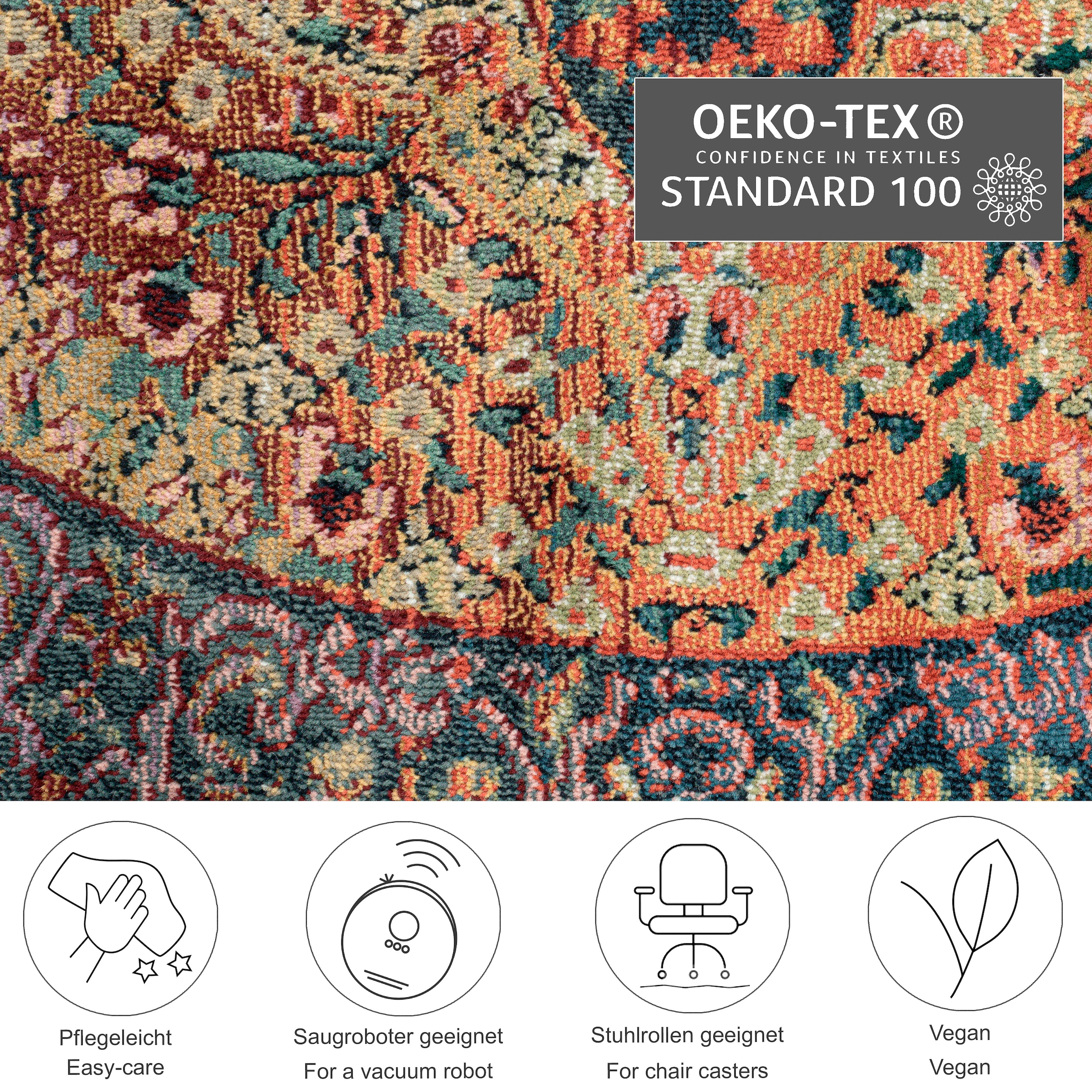 THEKO Teppich »Gabiro 190«, rund, 10 mm Höhe, Kurzflor, Orient-Optik