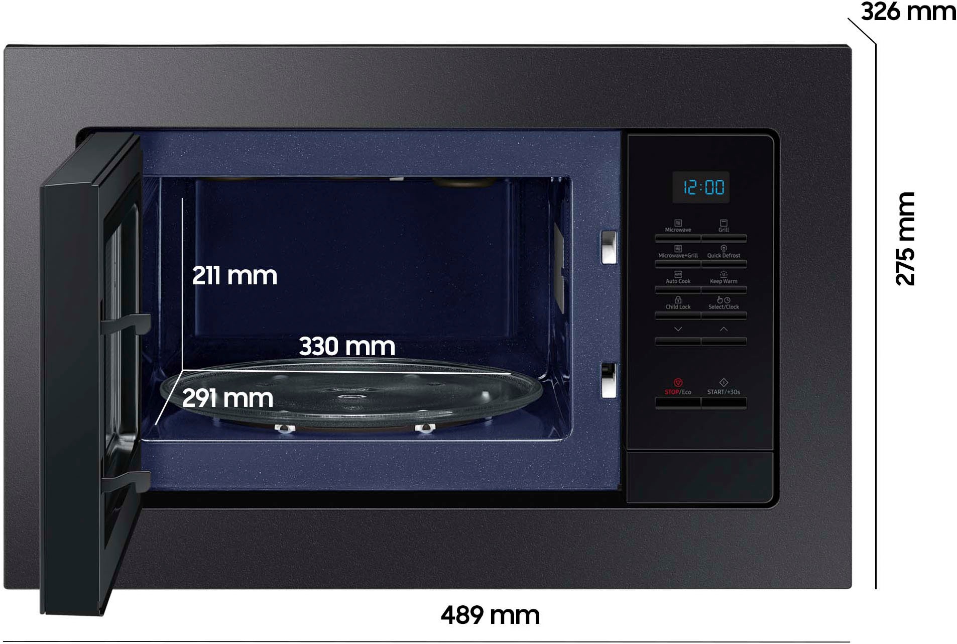 Samsung Mikrowelle »MG20A7013CB/EG«, Mikrowelle-Grill, Garen, Backen & Grillen mit pflegeleichten Keramik-Emaille Innenraum
