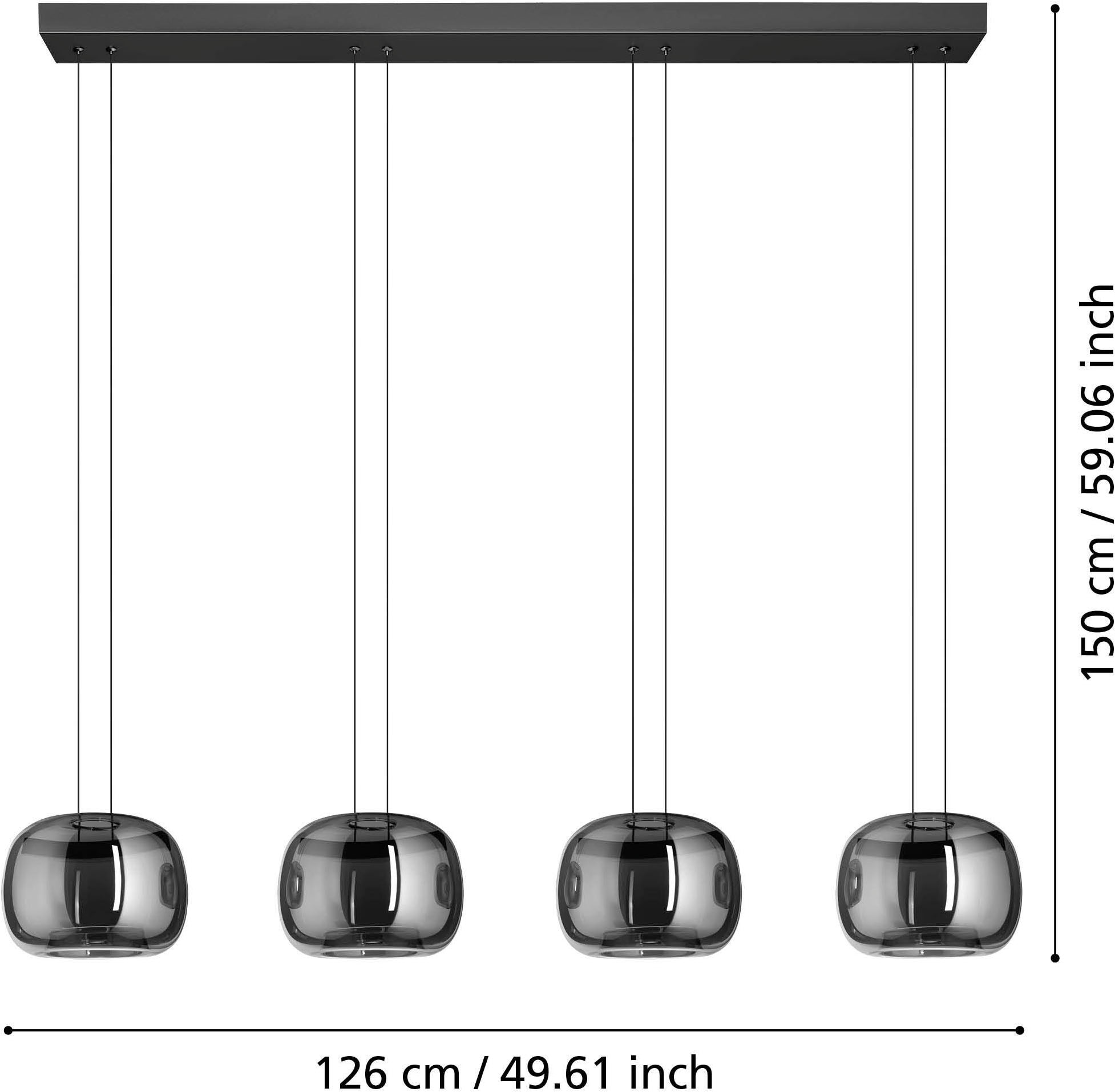EGLO Hängeleuchte »HORTUNAS Pendellampe - Stahl - LED - 4X5,8W - IP20« LED-Modul 1 Stk. Warmweiß Hängelampe, Deckenlampe, Wohnzimmer, Esszimmer, L126 x B21 x H150 cm