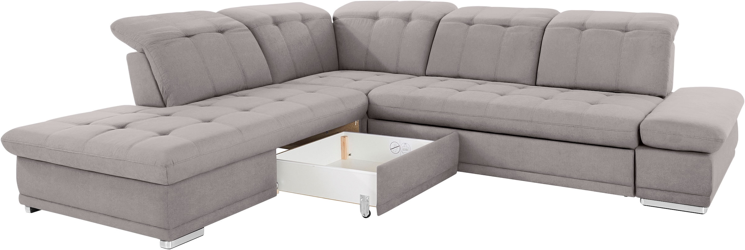 COTTA Ecksofa »Holiday L-Form mit Sitztiefen-, Armteil- und Kopfteilverstellung«, wahlweise mit Bettfunktion & Bettkasten