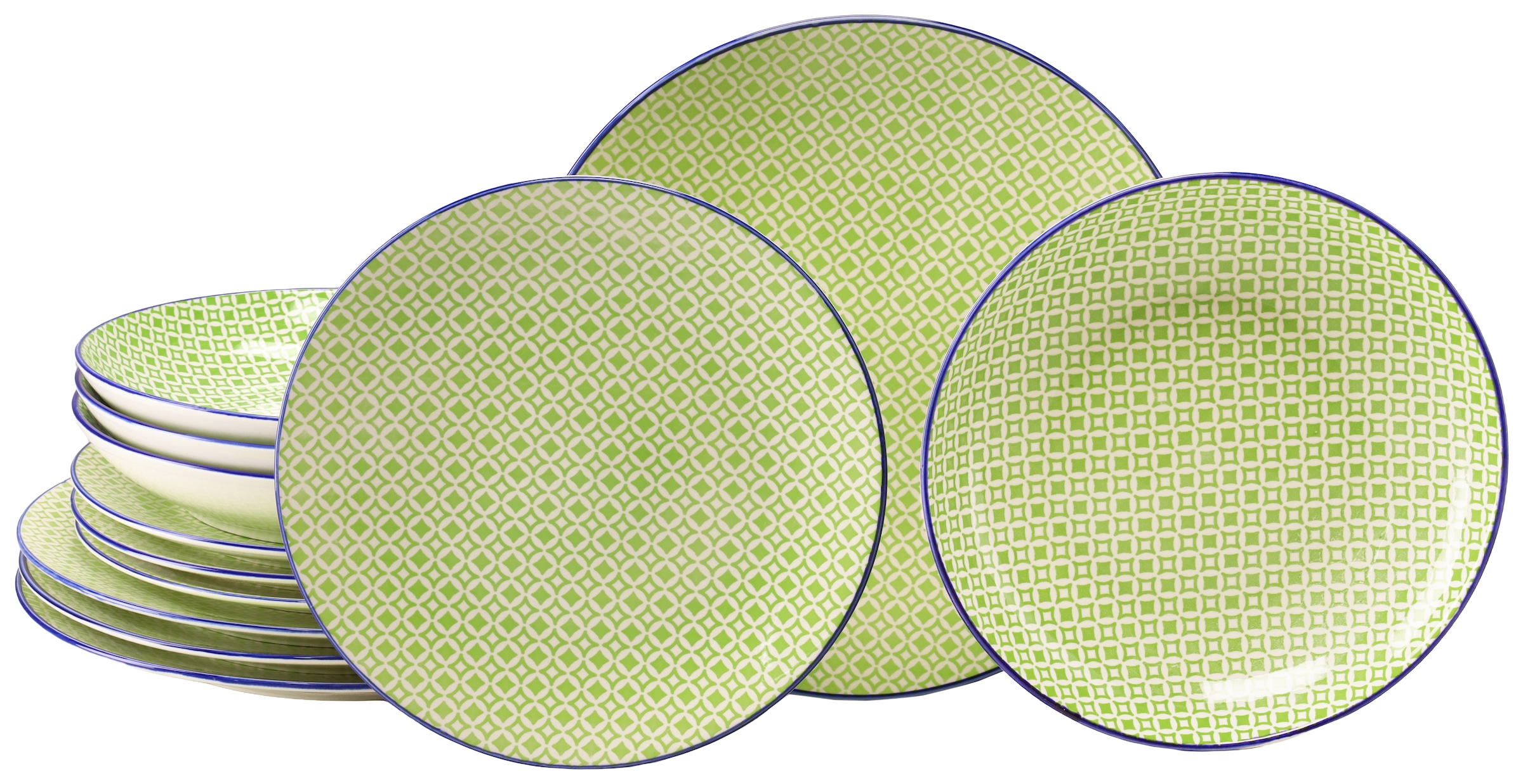 CreaTable Teller-Set »Mediterran, Teller Set 12-tlg.« Mediterraner Flair, Traditionell keramische Motive